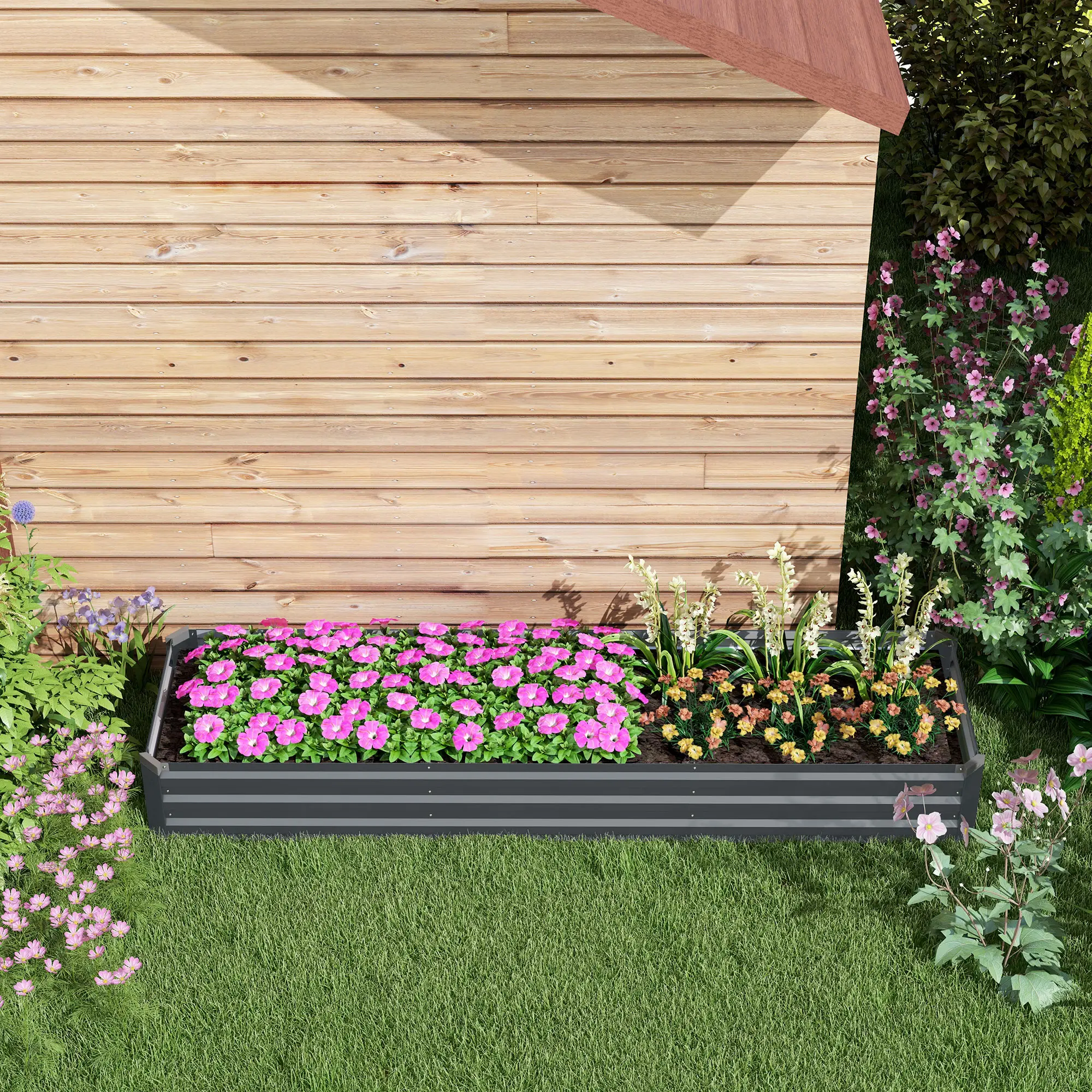 8'x2'x1' Galvanized Raised Bed, Elevated Planter Box, Dark Grey - Image 10
