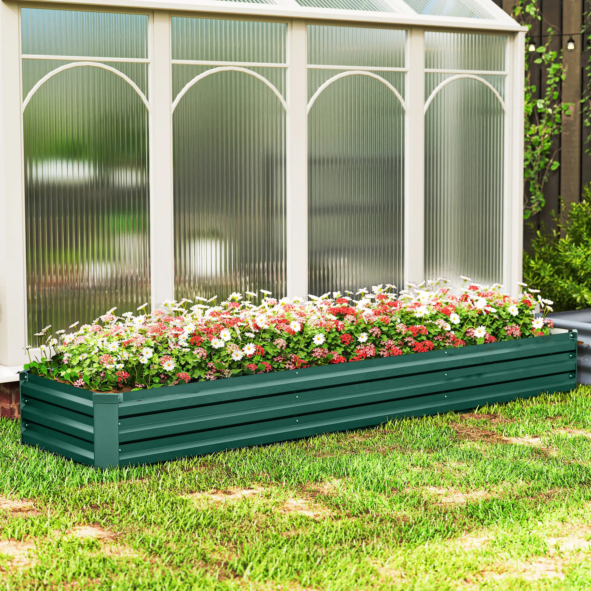 8'x2'x1' Galvanized Raised Bed, Elevated Planter Box, Green - Image 8