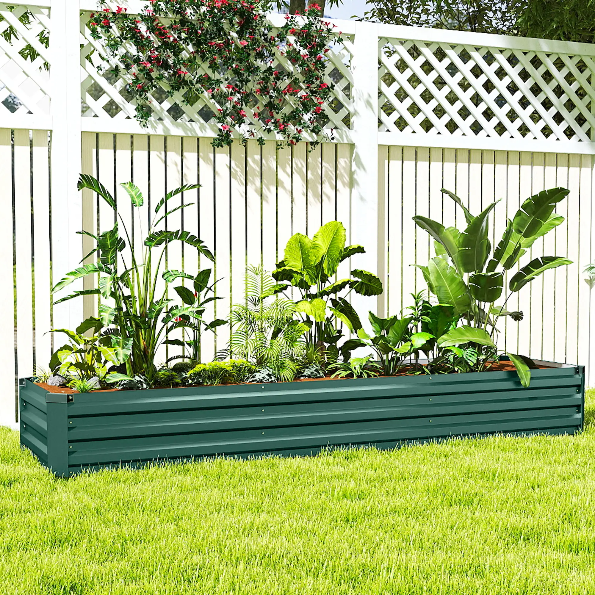 8'x2'x1' Galvanized Raised Bed, Elevated Planter Box, Green - Image 9