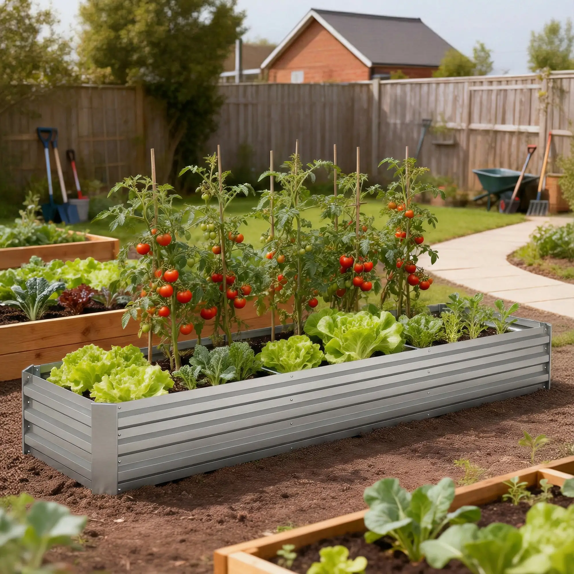 8'x2'x1' Galvanized Raised Bed, Elevated Planter Box, Silver - Image 2