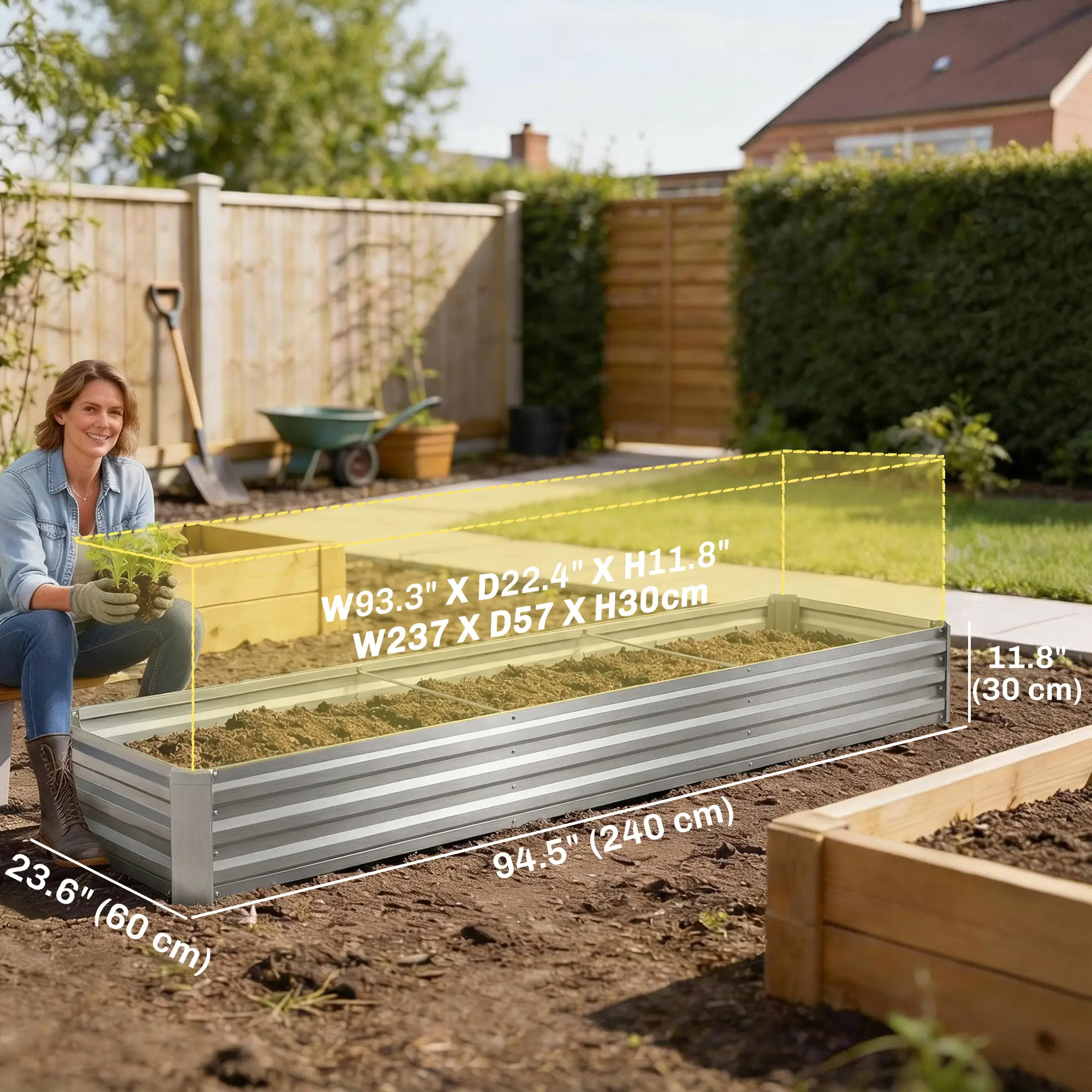 8'x2'x1' Galvanized Raised Bed, Elevated Planter Box, Silver - Image 3