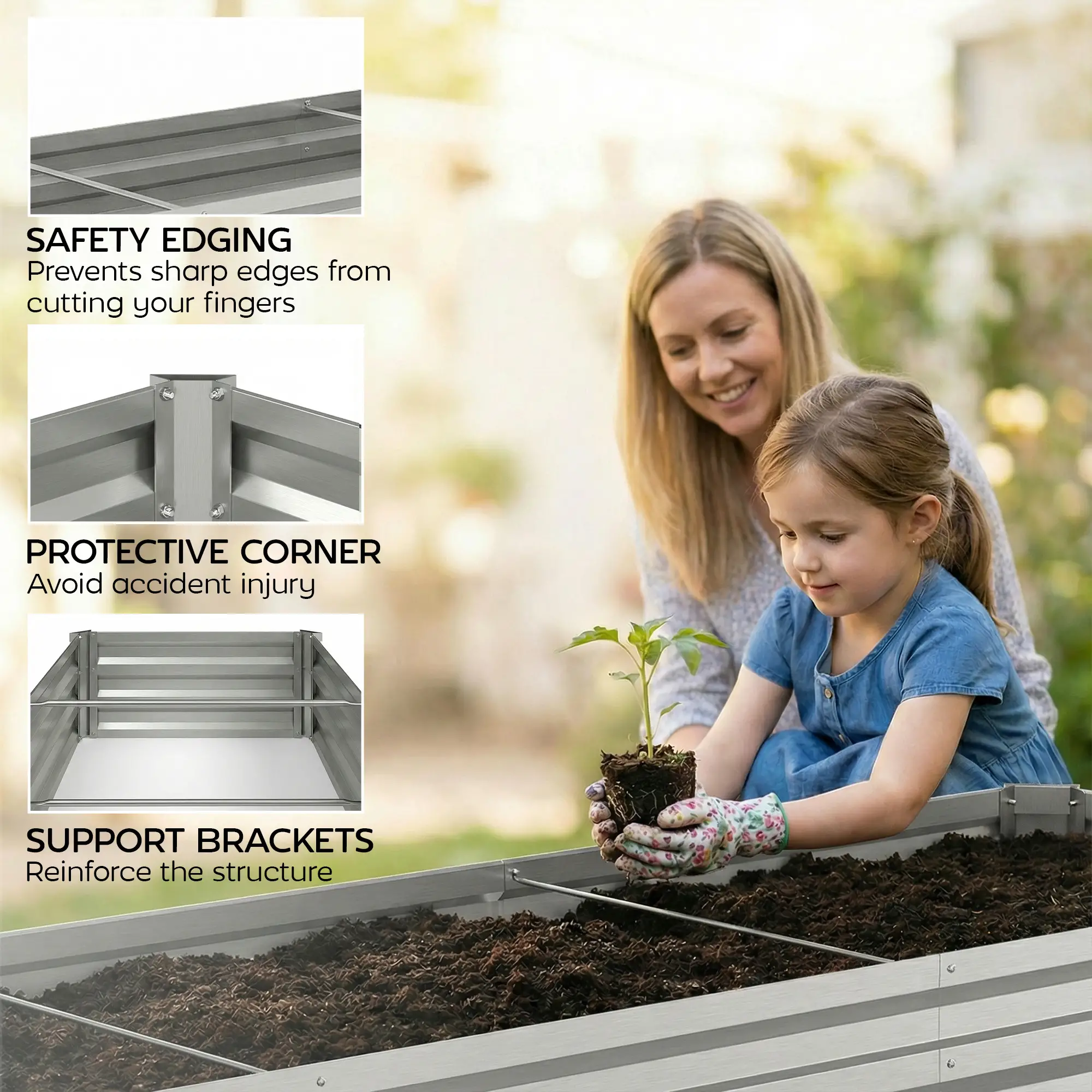 8'x2'x1' Galvanized Raised Bed, Elevated Planter Box, Silver - Image 7