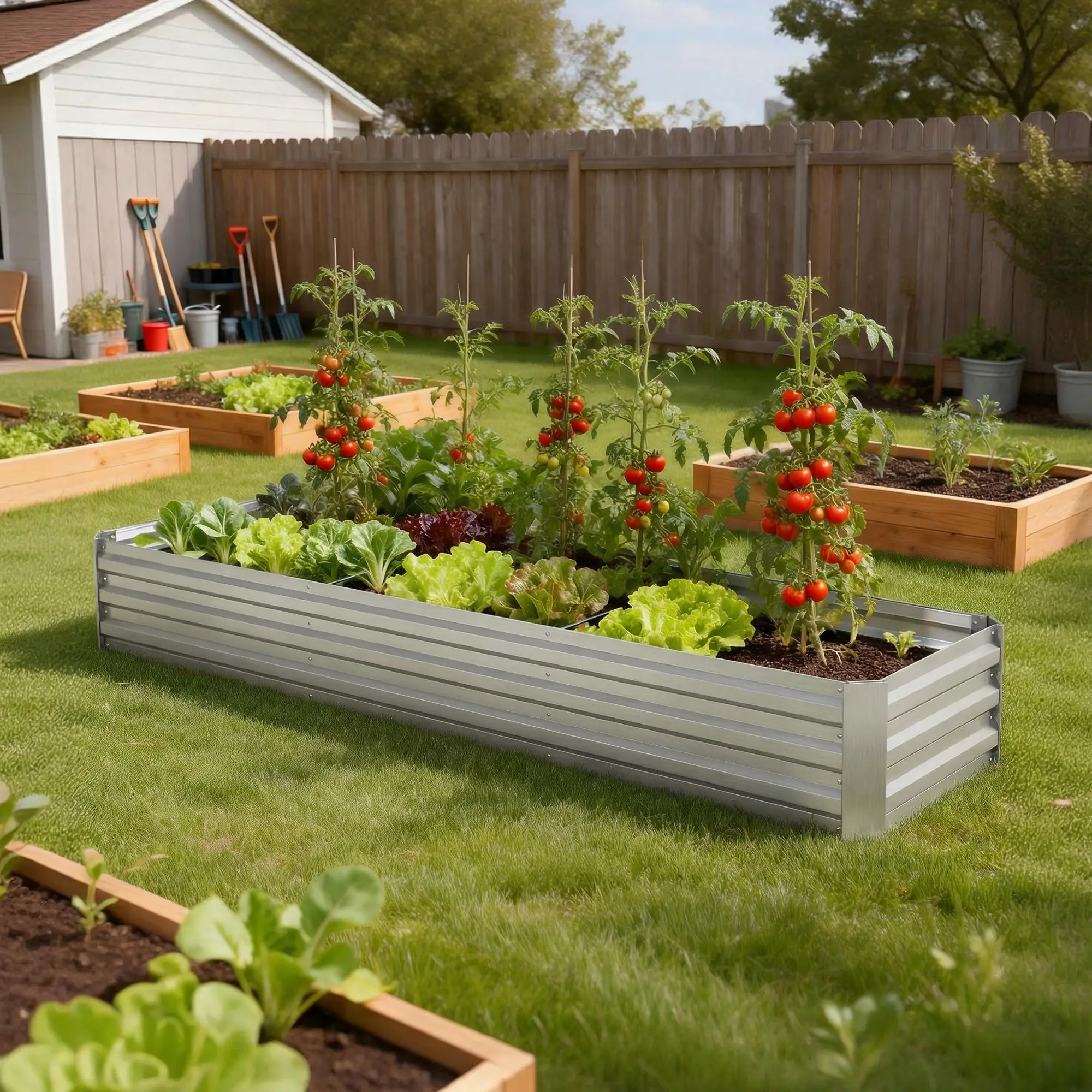 8'x2'x1' Galvanized Raised Bed, Elevated Planter Box, Silver - Image 9