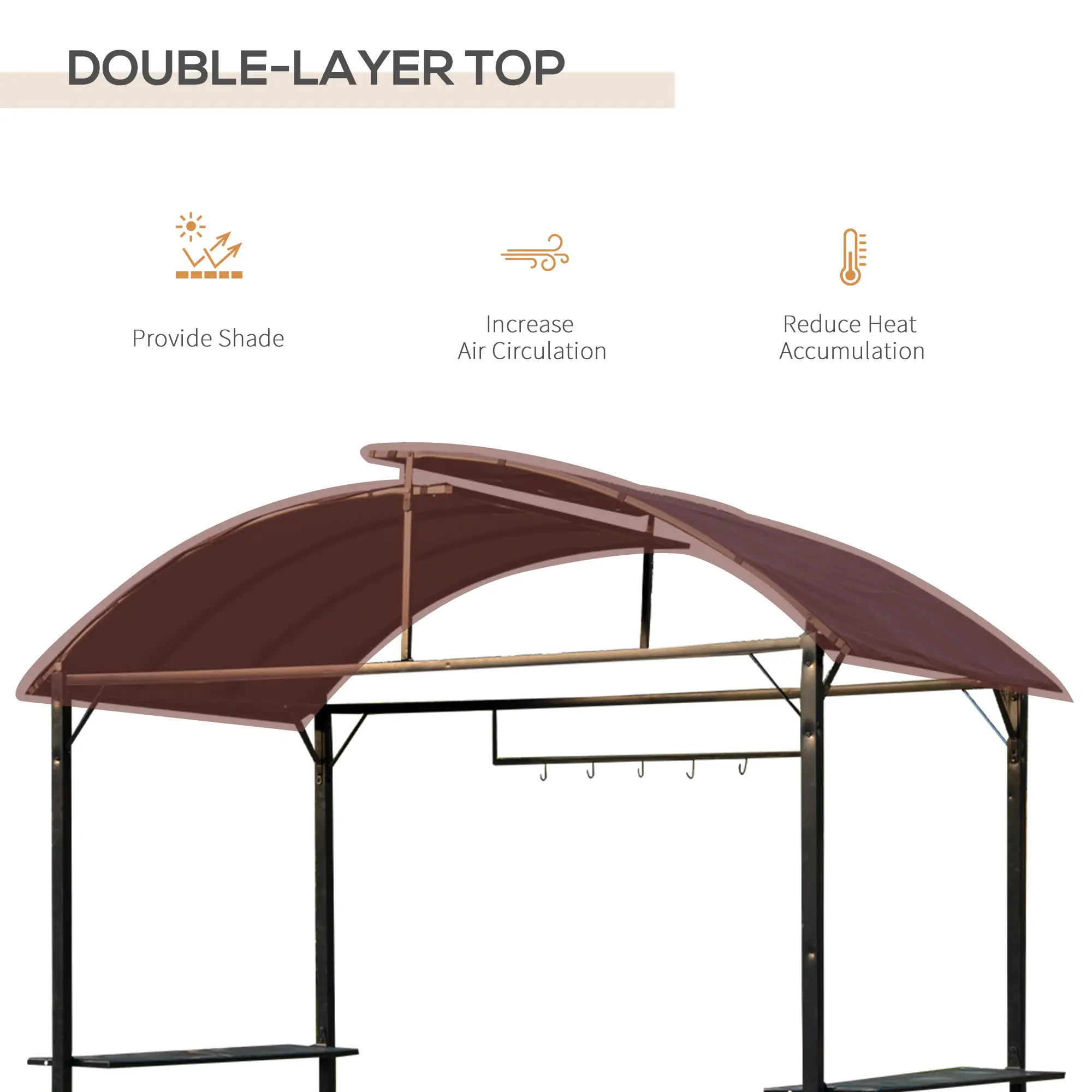 8x4ft BBQ Gazebo Tent, Metal Frame Arch Canopy, Garden Sunshade Portable Shelter - Image 4