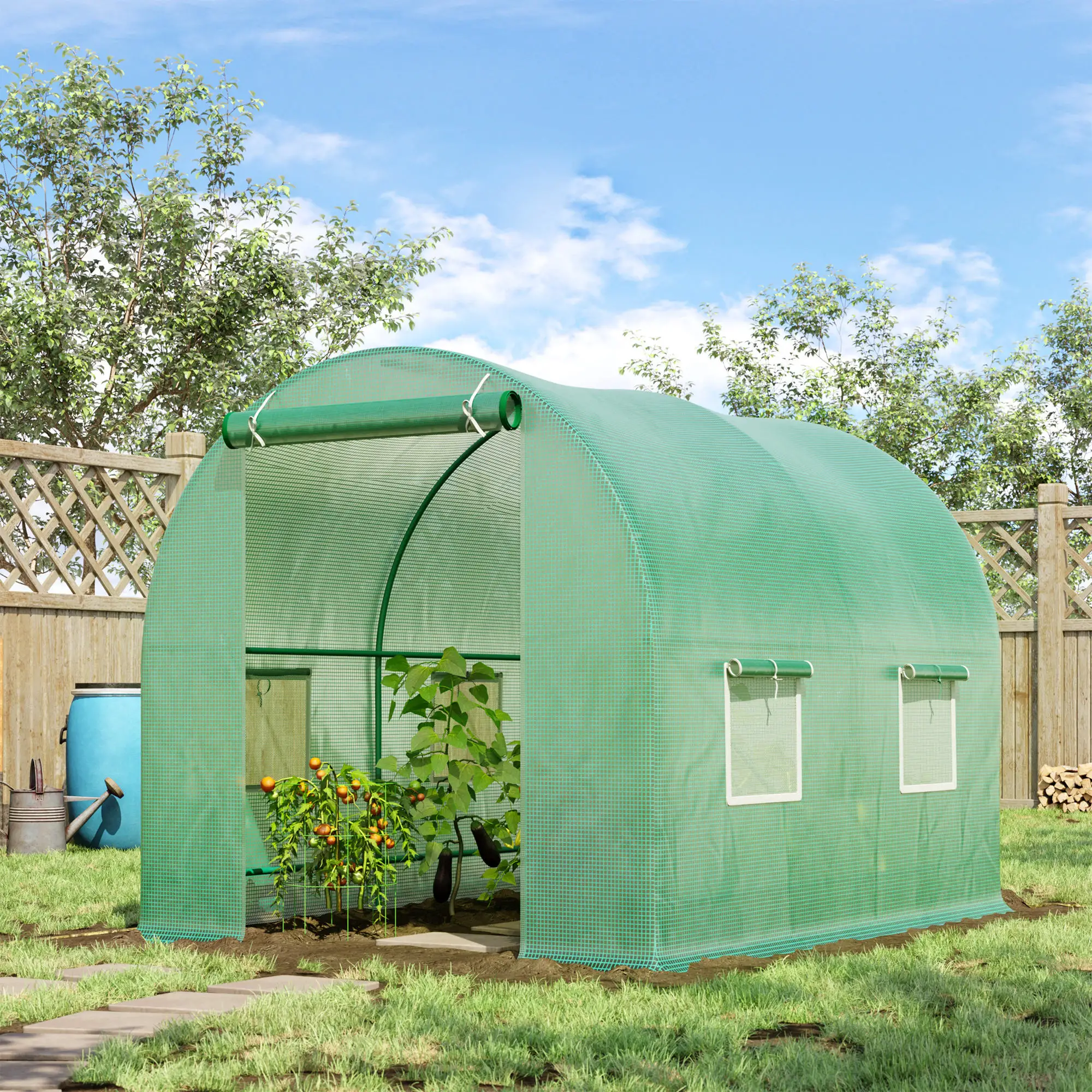 8'x6.6'x6.6' Walk-In Greenhouse, Garden Tunnel, Steel Frame, Roll-Up Door - Image 2