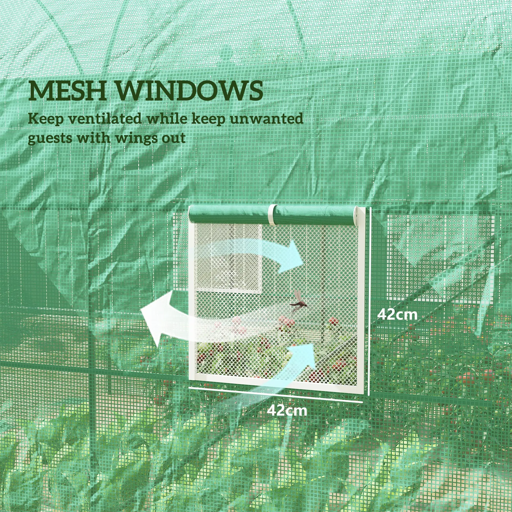 8'x6.6'x6.6' Walk-In Greenhouse, Garden Tunnel, Steel Frame, Roll-Up Door - Image 6