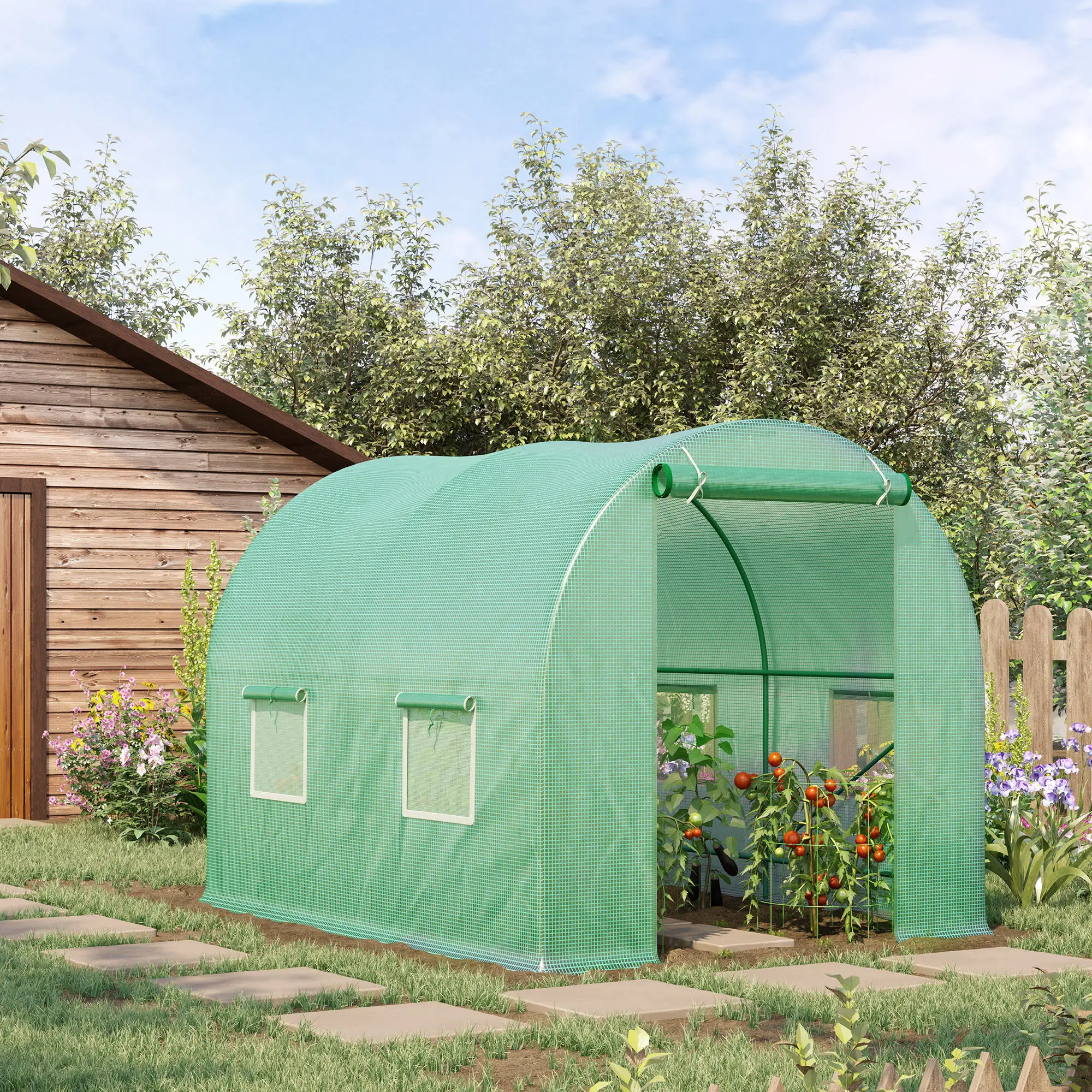 8'x6.6'x6.6' Walk-In Greenhouse, Garden Tunnel, Steel Frame, Roll-Up Door - Image 8