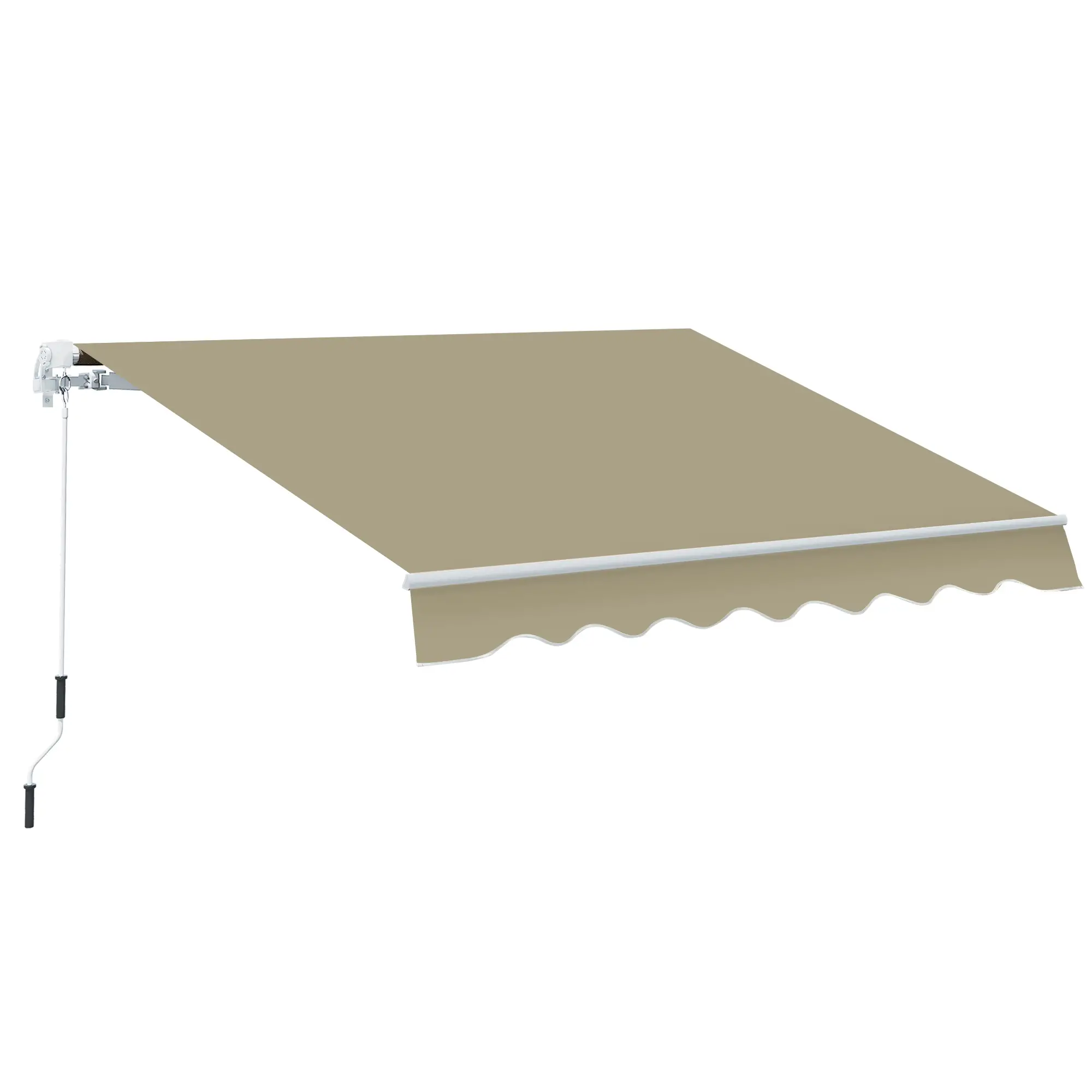 8'x7' Manual Retractable Patio Awning, Sun Shade Canopy, Khaki