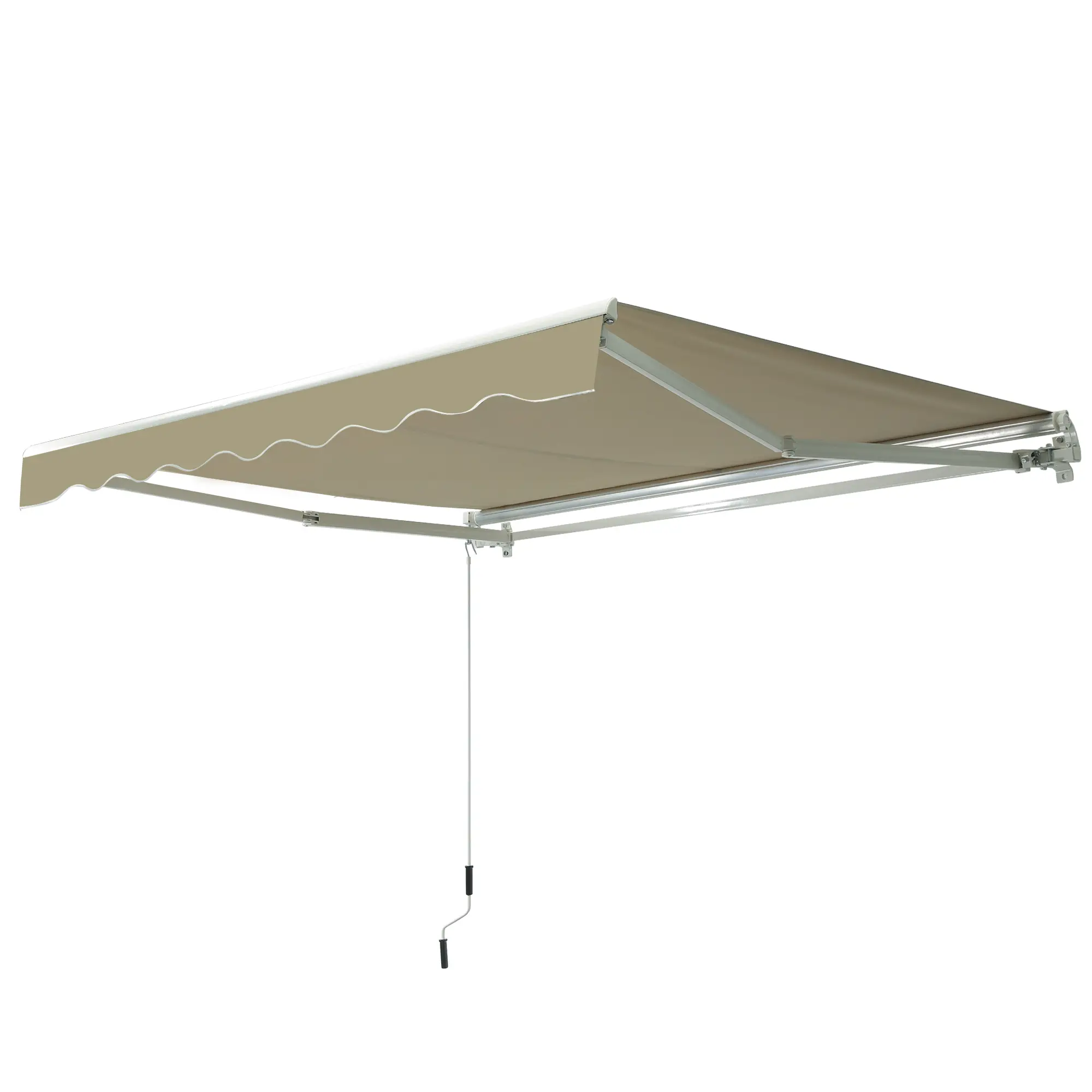 8'x7' Manual Retractable Patio Awning, Sun Shade Canopy, Khaki - Image 11