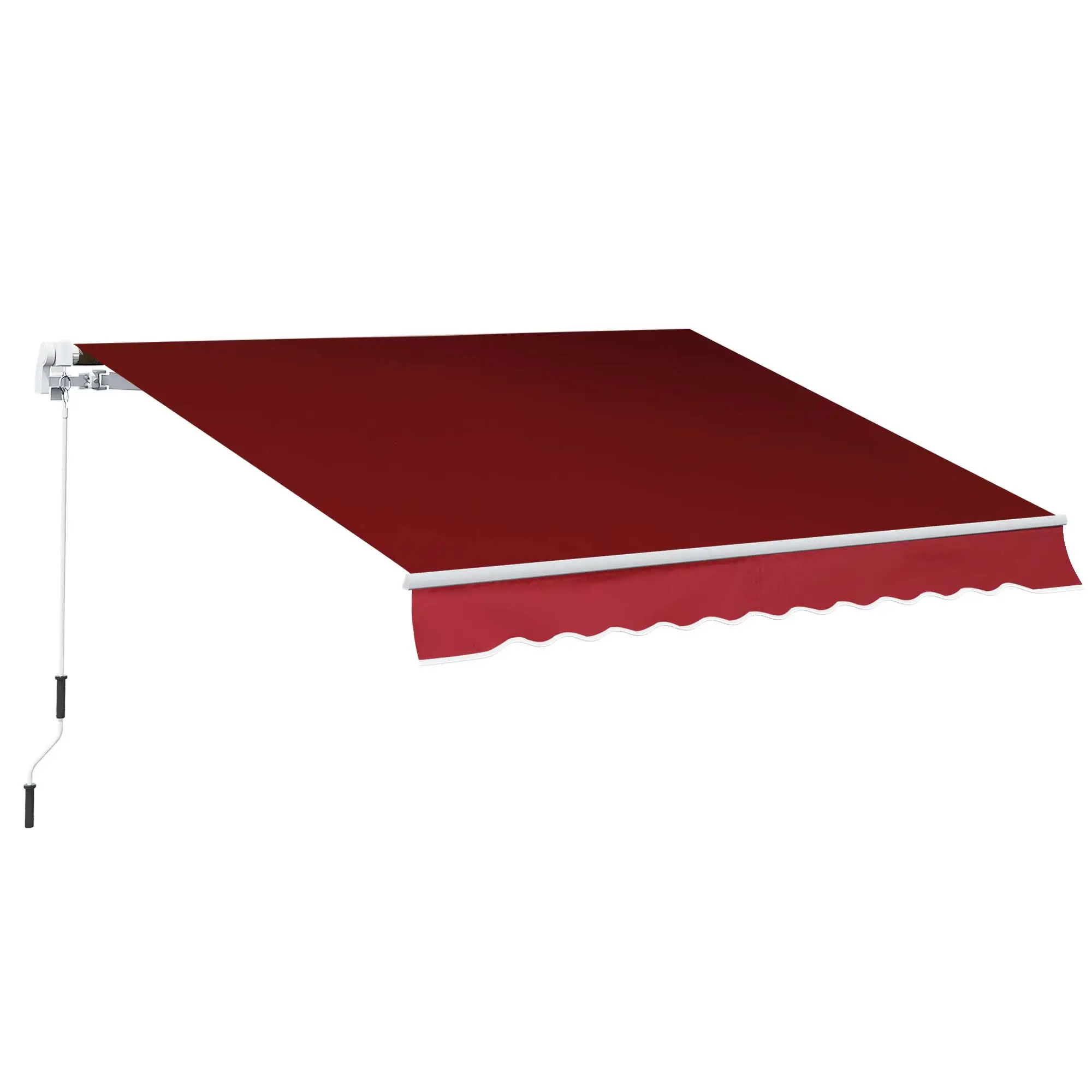 8'x7' Manual Retractable Patio Awning, Sun Shade, Wine Red