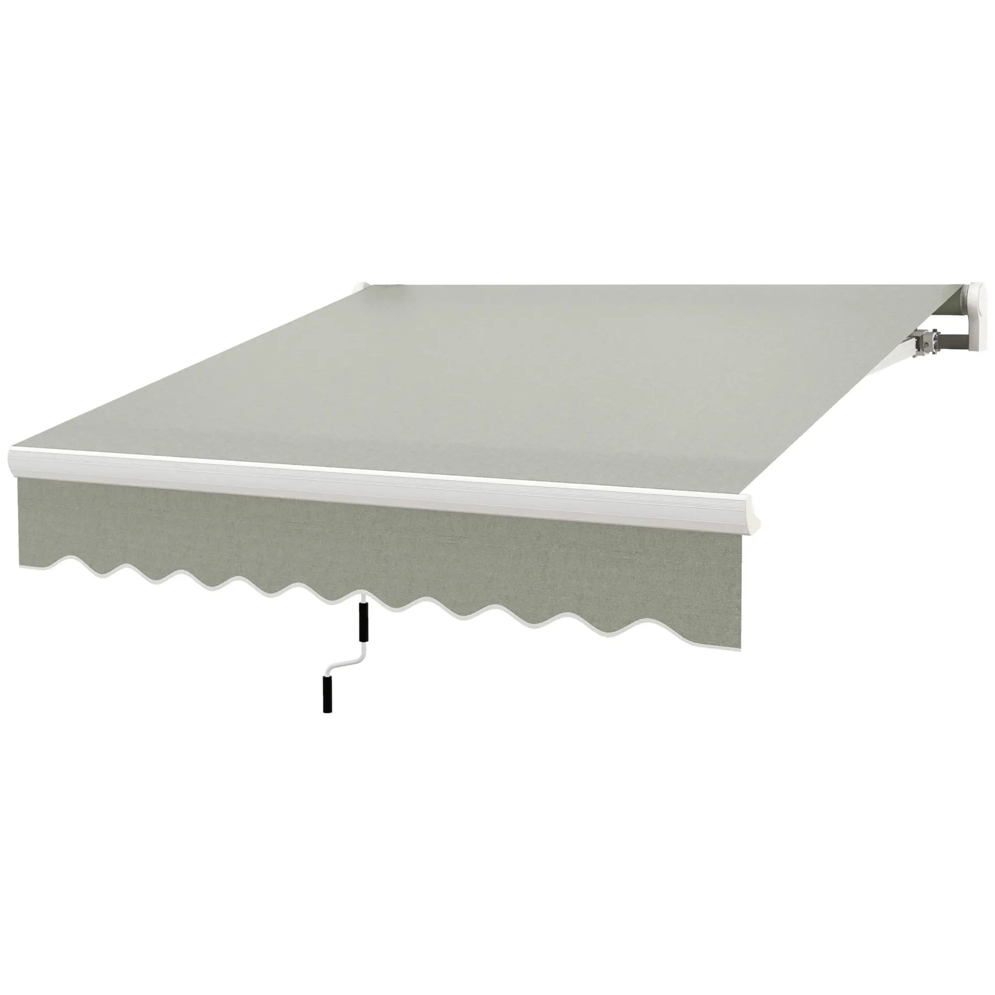 8'x7' Patio Awning, Manual Retractable Sun Shade, Light Grey