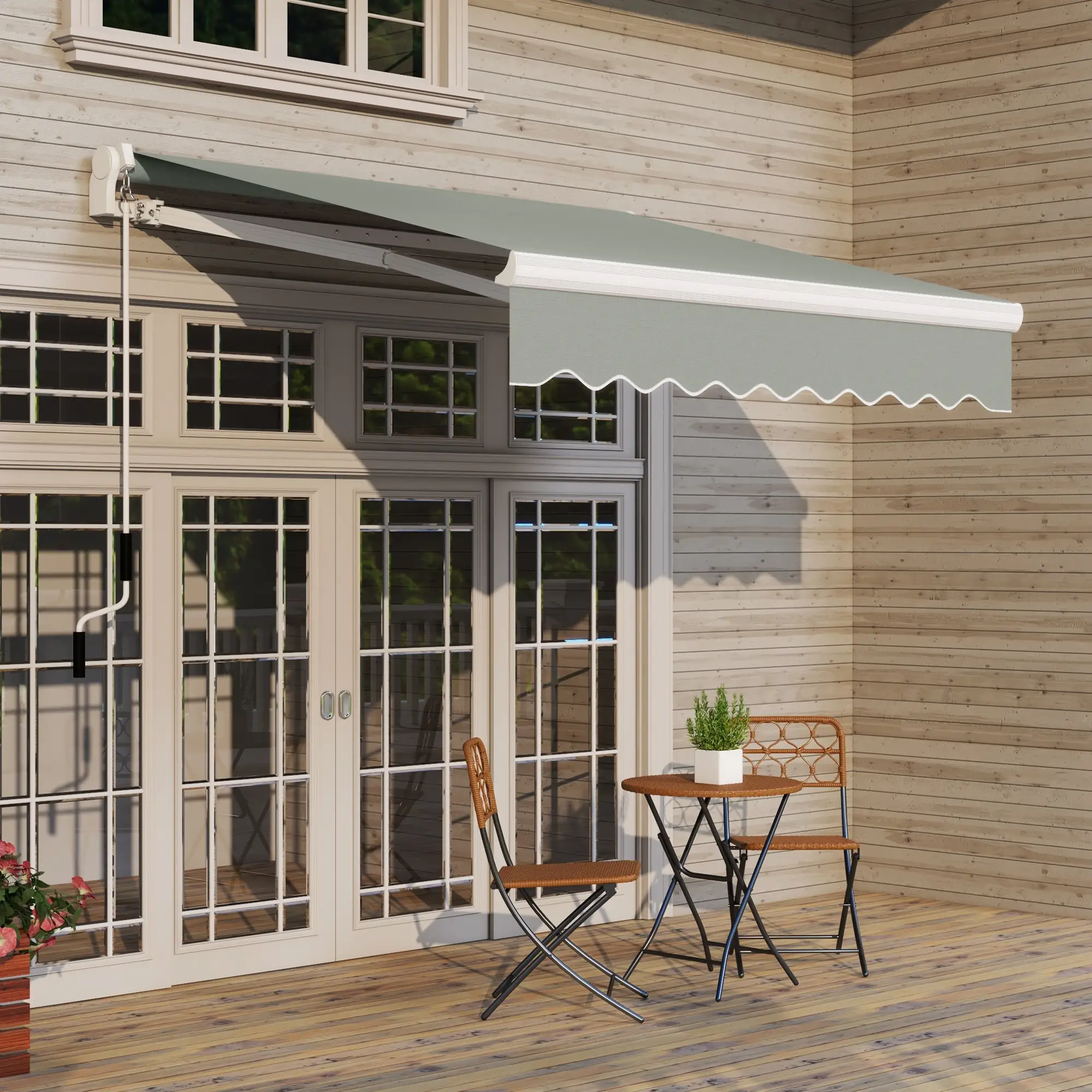 8'x7' Patio Awning, Manual Retractable Sun Shade, Light Grey - Image 8