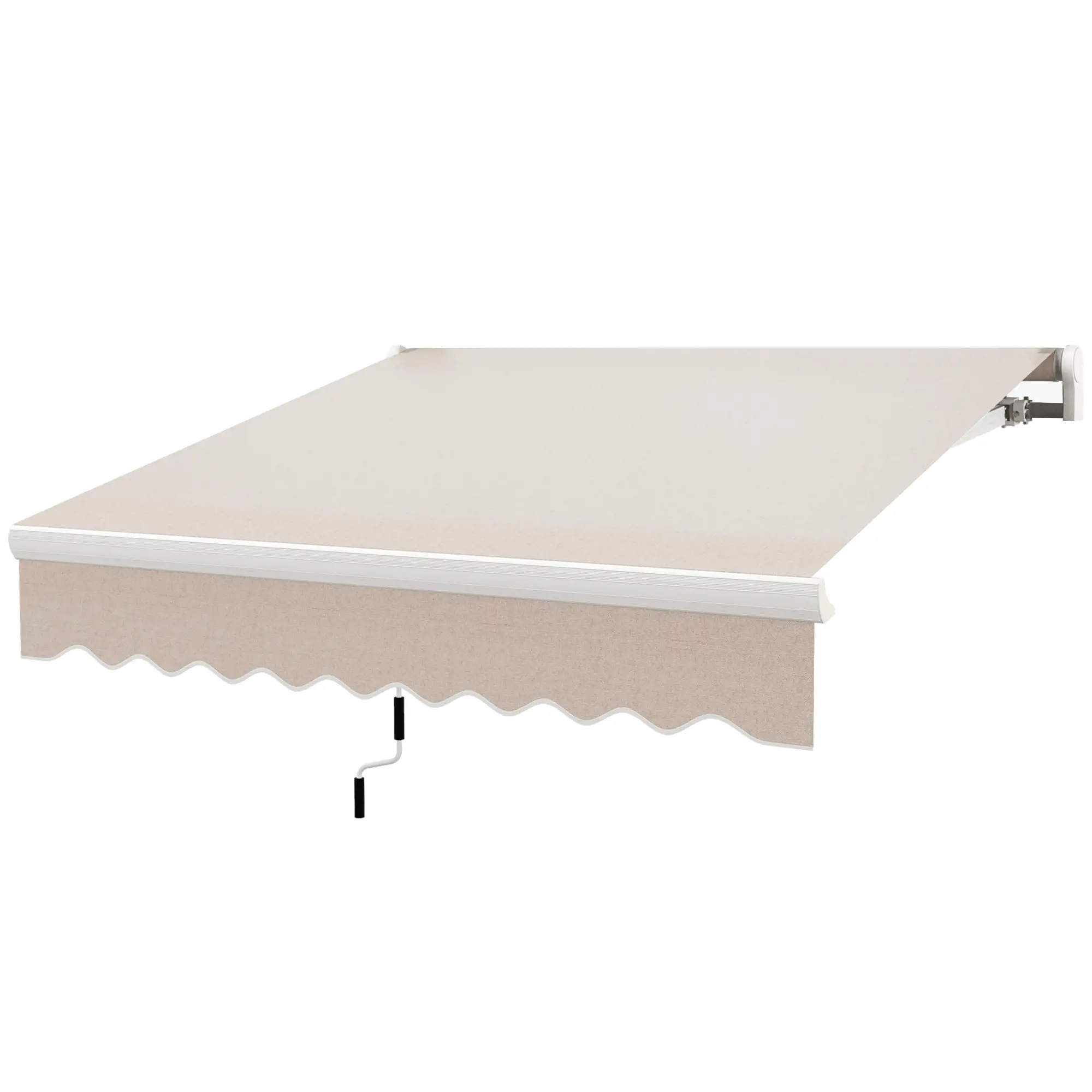 8'x7' Patio Awning, Manual Retractable Sun Shade, Outdoor Deck Canopy Shelter, Beige