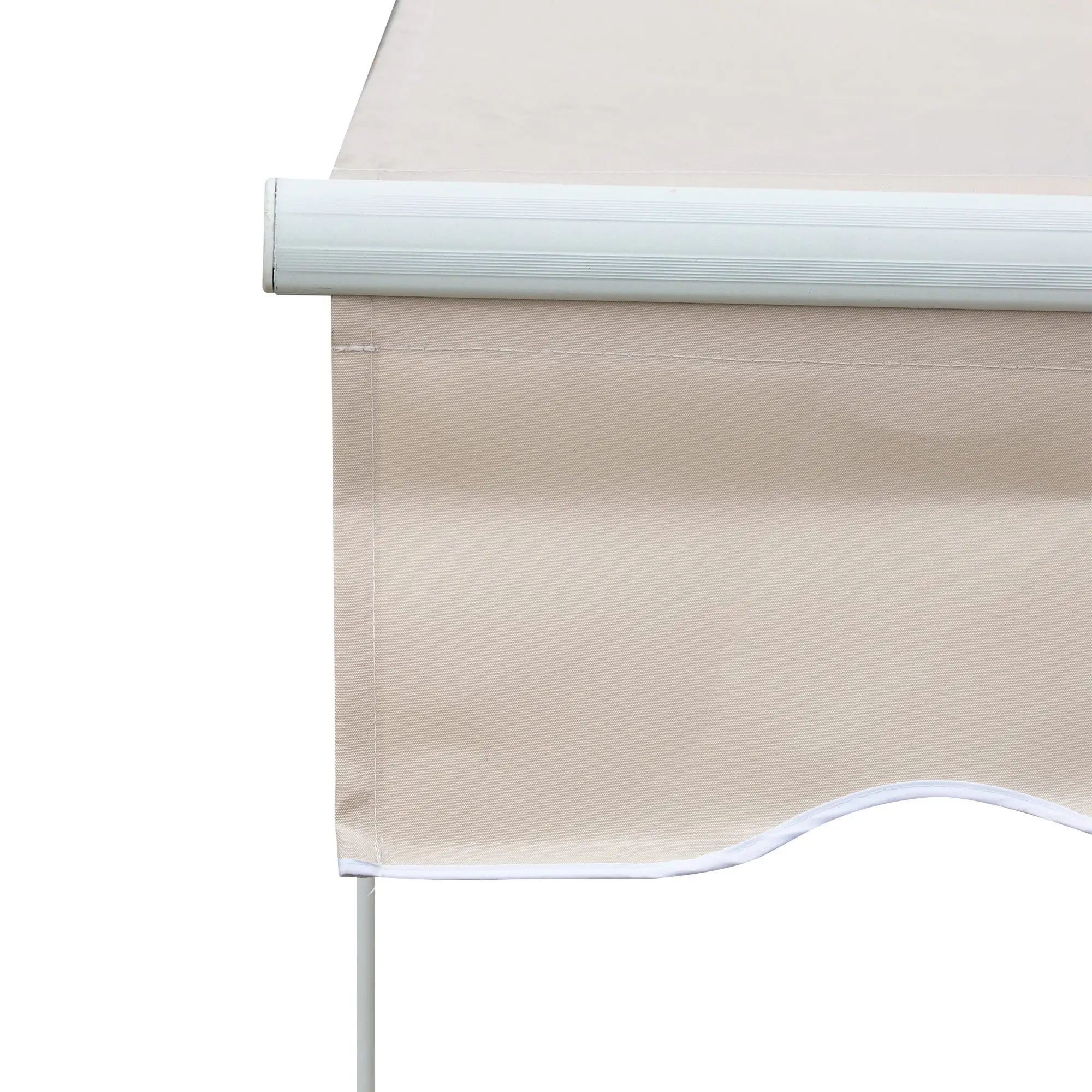 8'x7' Patio Awning, Manual Retractable Sun Shade, Outdoor Deck Canopy Shelter, Beige - Image 9