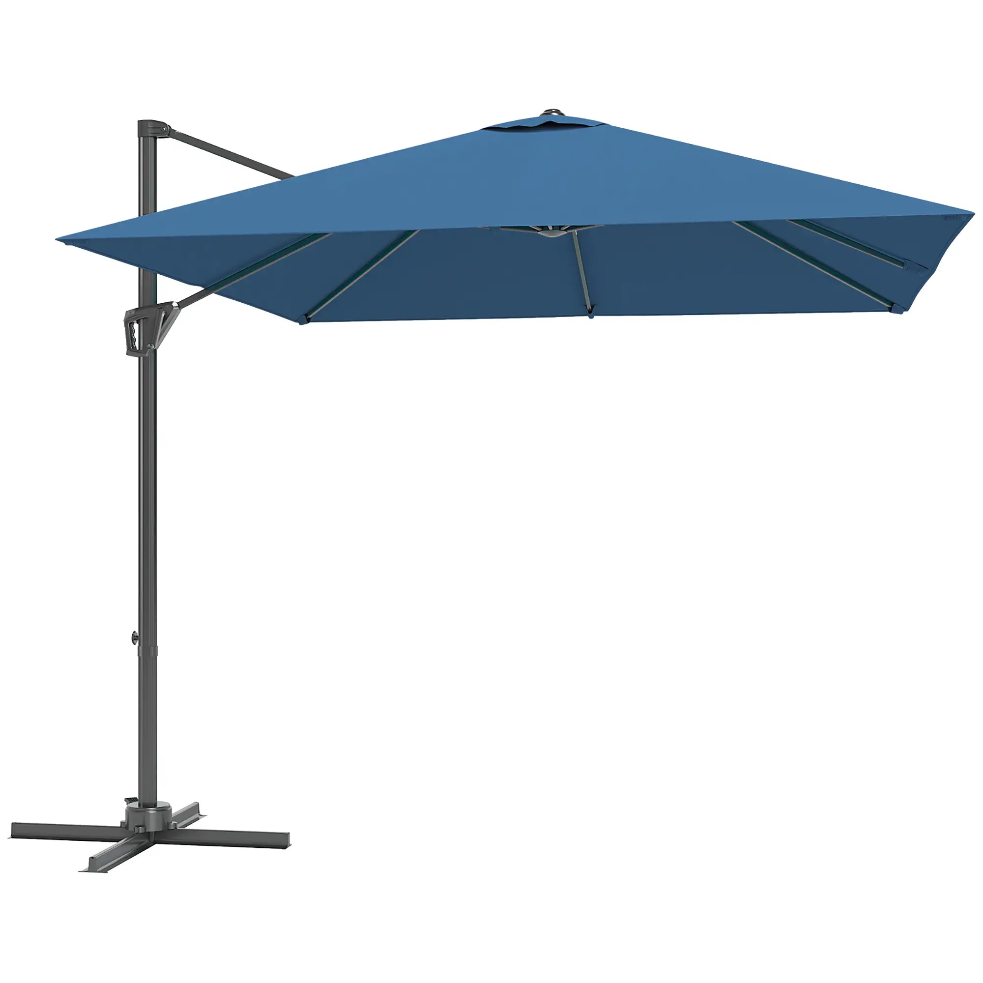 8'x8' Square Patio Hanging Offset Umbrella, Outdoor Cantilever, Navy Blue - Image 11