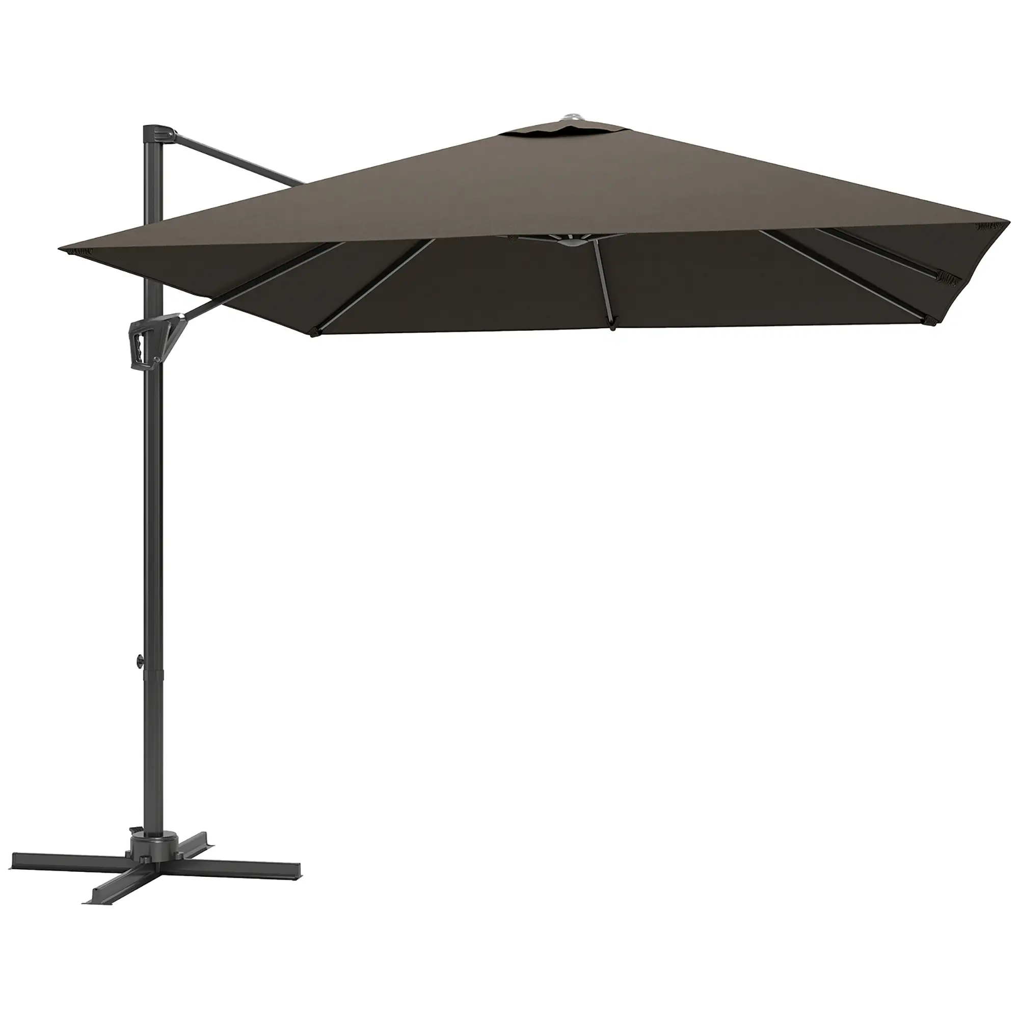 8'x8' Square Patio Hanging Offset Umbrella, Outdoor Cantilever Parasol, Tan - Image 11