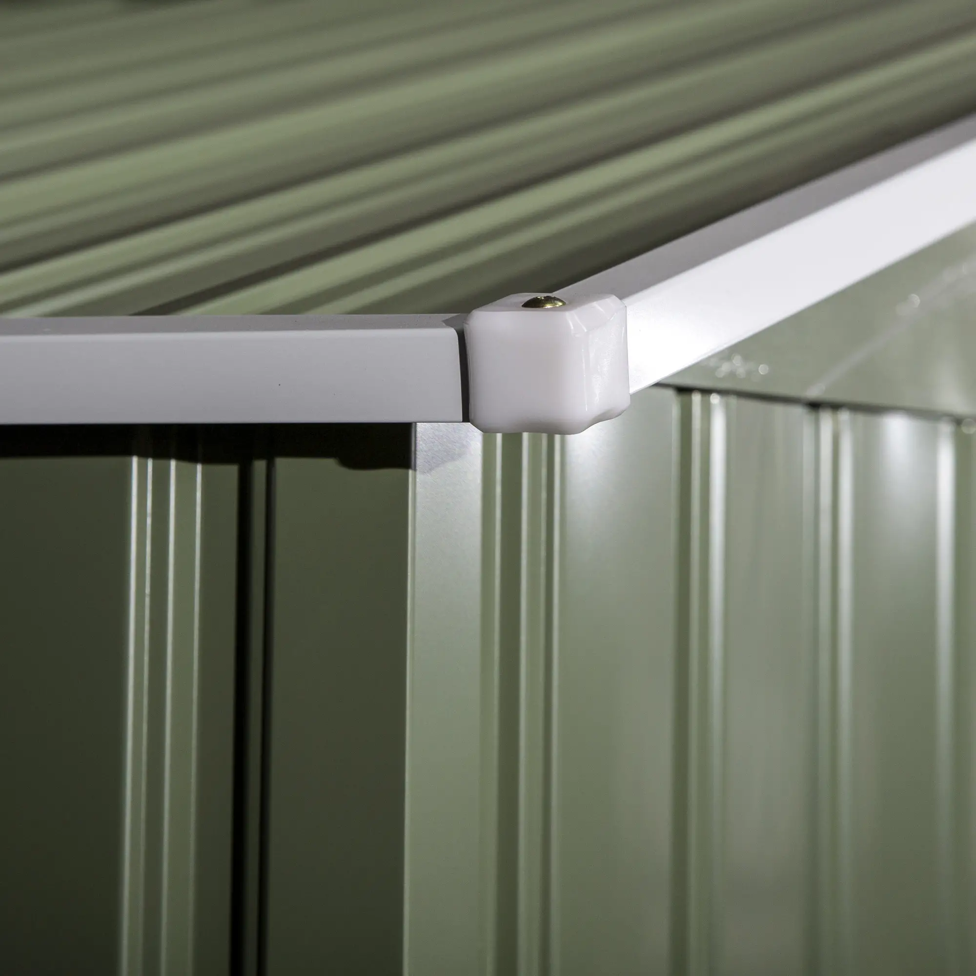 9.1'x6.4'x6.3' Garden Storage Shed, Foundation Kit, Double Doors, Light Green - Image 11