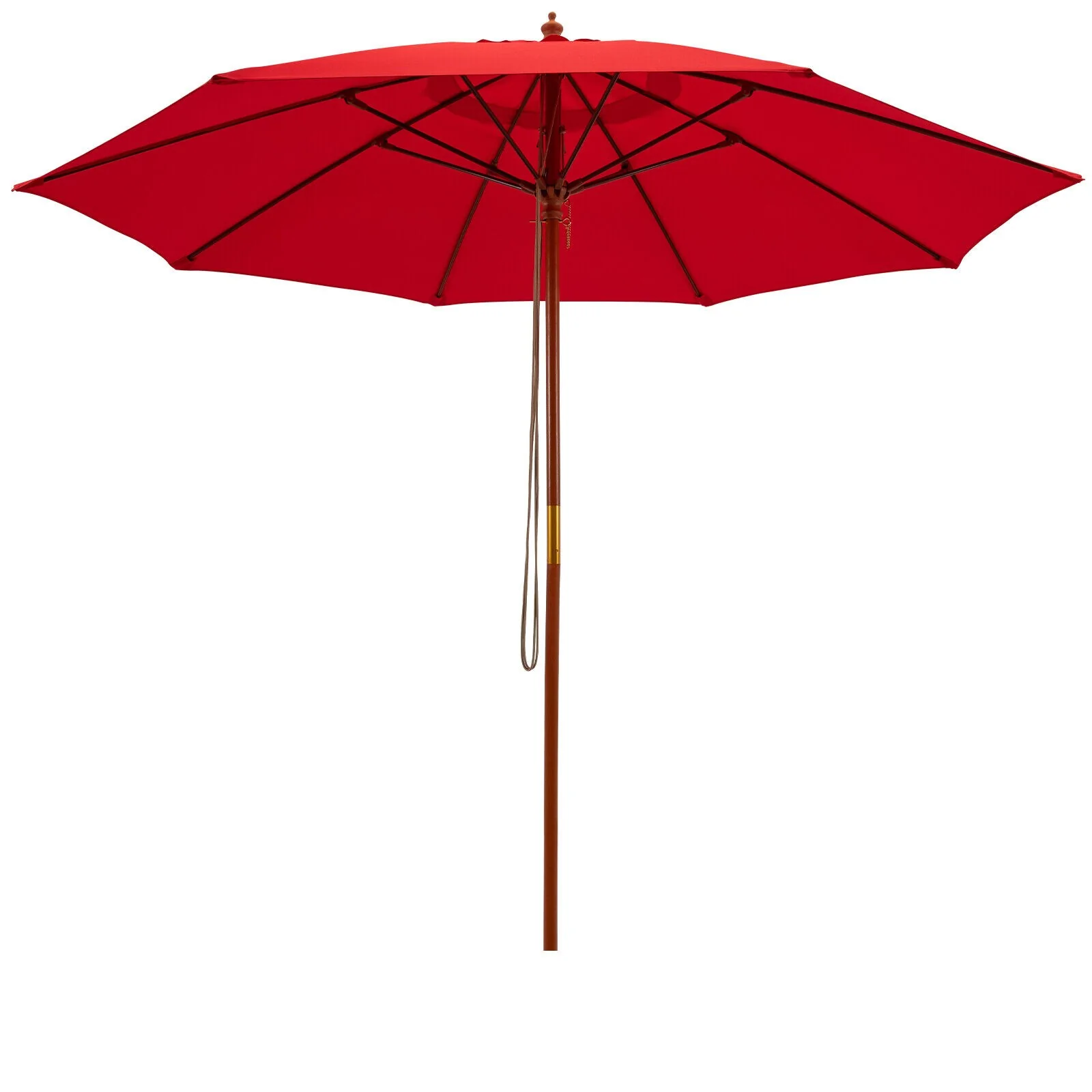 9.5 Feet Round Patio Umbrella, Fiberglass Ribs, Red - Image 4