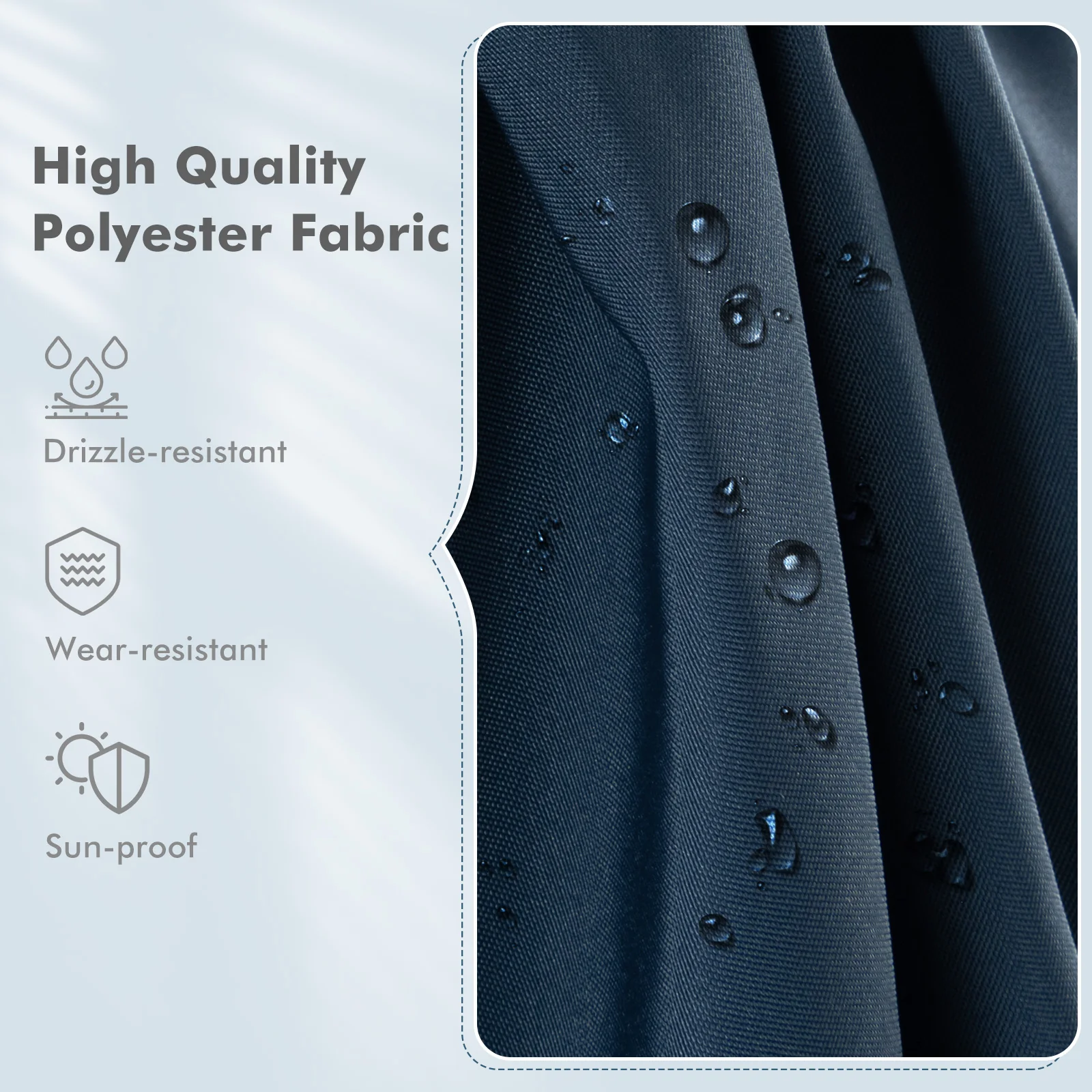 9.5 Feet Square Cantilever Patio Umbrella, 360 Rotation, Navy - Image 8