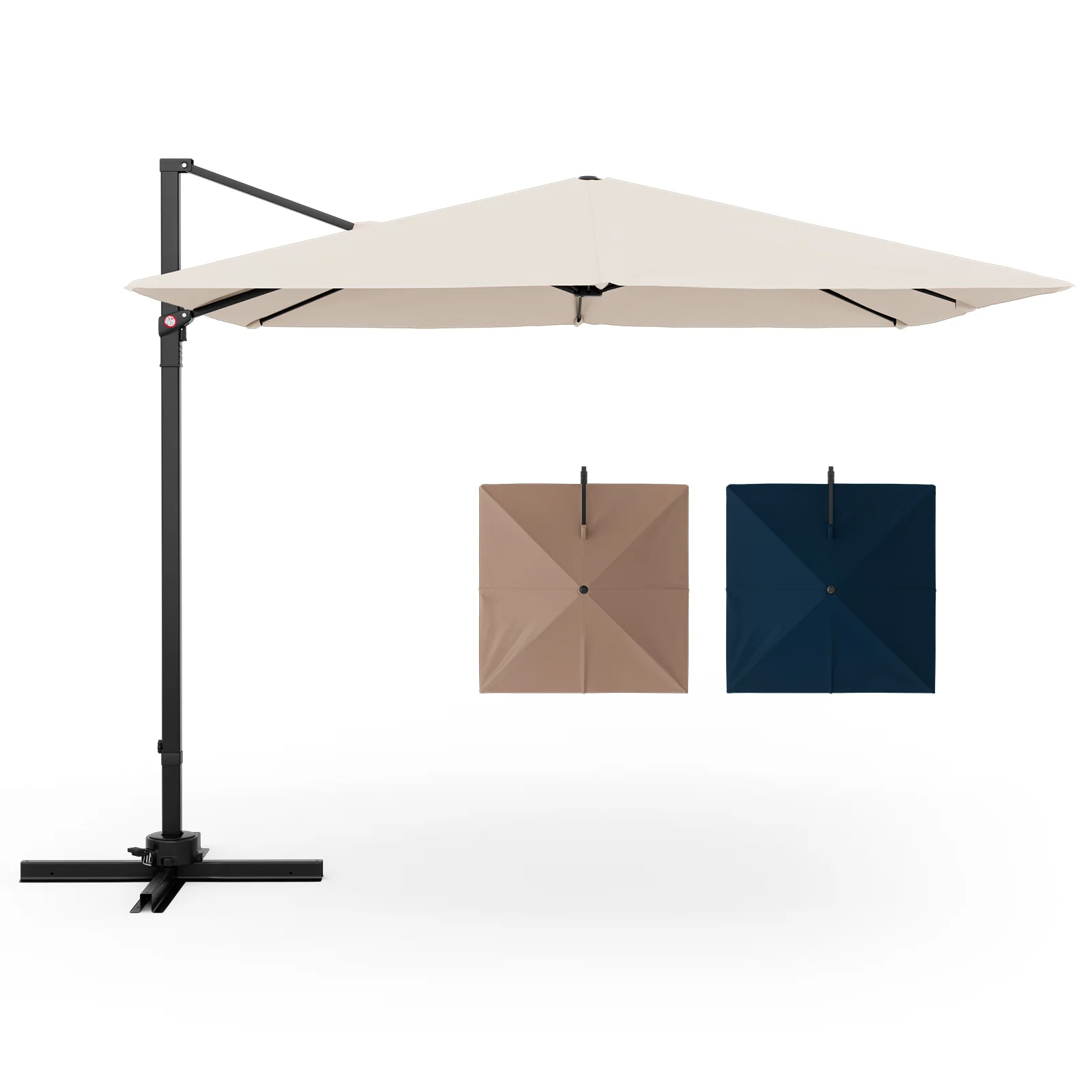 9.5 Feet Square Patio Cantilever Umbrella, 360° Rotation, Beige