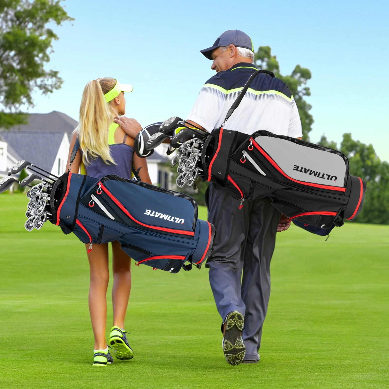 9.5 Inch Golf Cart Bag, 14 Way Dividers, Top Organizer, Navy - Image 7