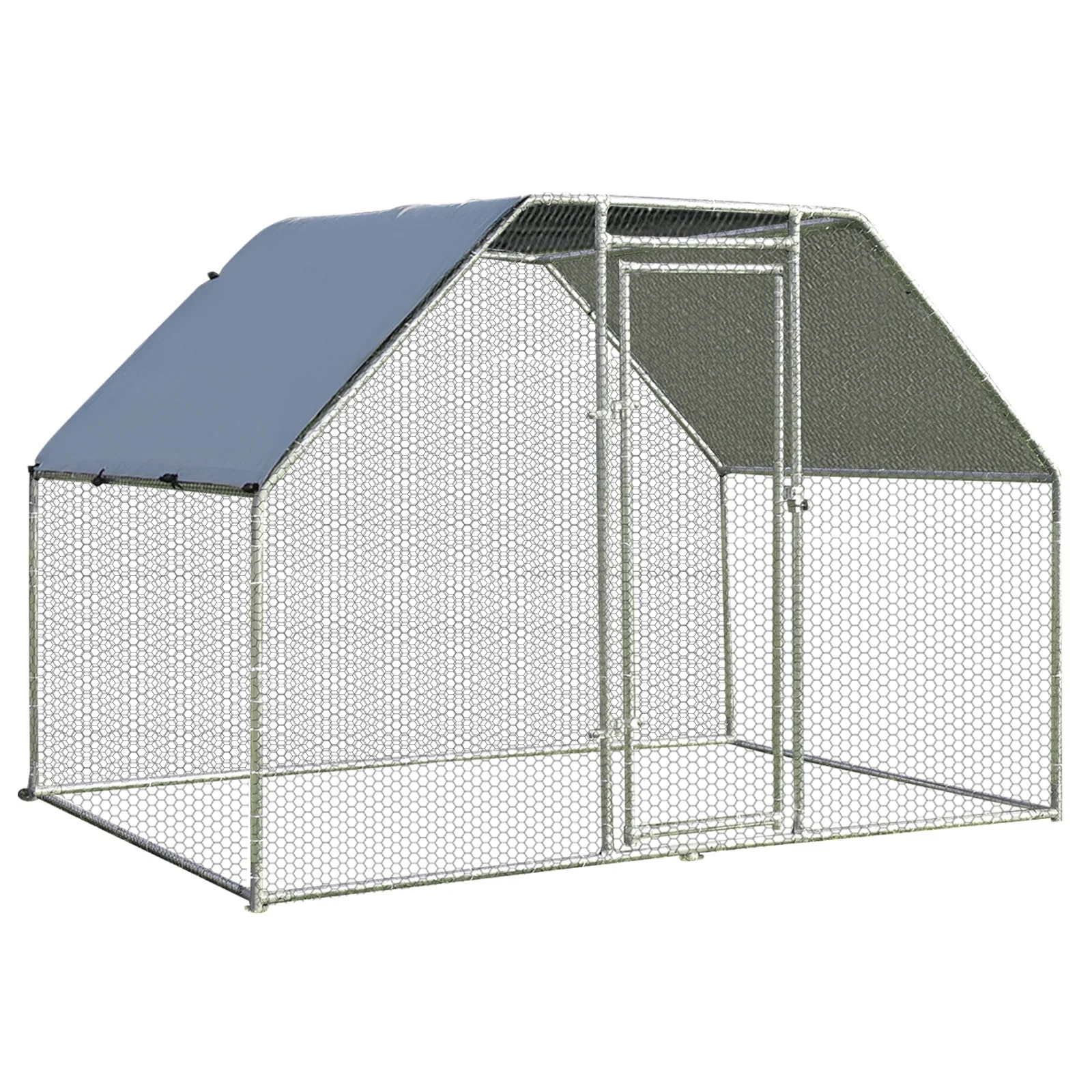 9.5 x 6.5 Feet Large Walk In Chicken Run Cage, Silver
