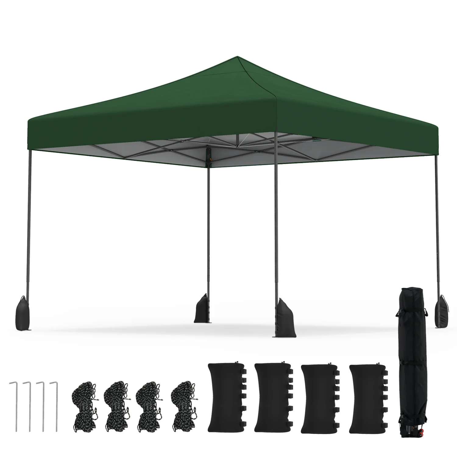 9.5 x 9.5 Feet Pop Up Canopy Tent, Adjustable Height, Green