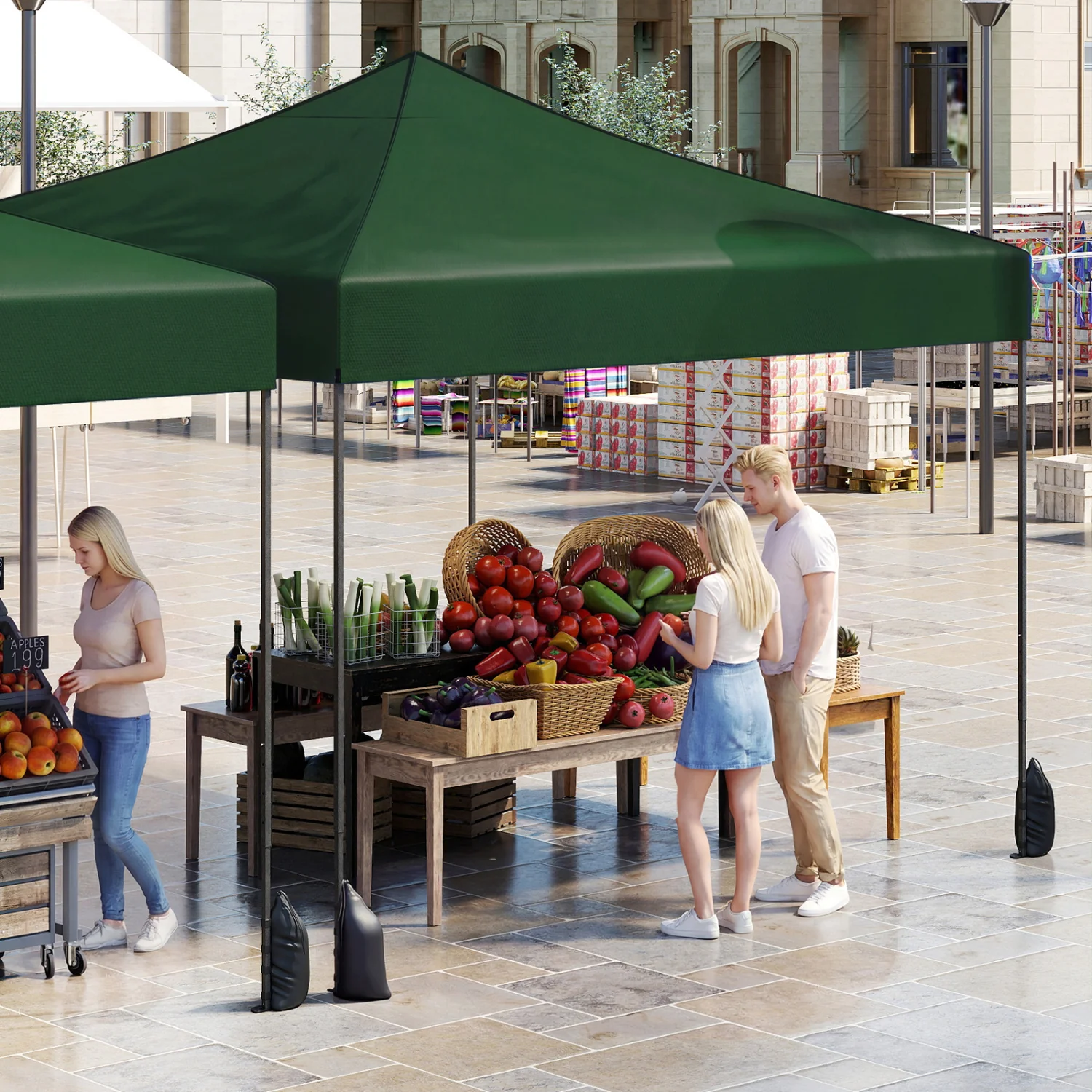 9.5 x 9.5 Feet Pop Up Canopy Tent, Adjustable Height, Green - Image 6
