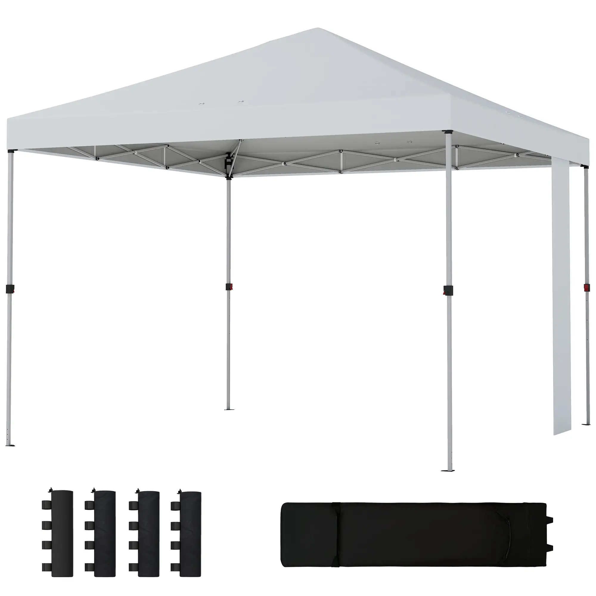9.6 x 9.6 ft Pop Up Canopy Tent, UPF 50+, Sandbags, Wheeled Bag