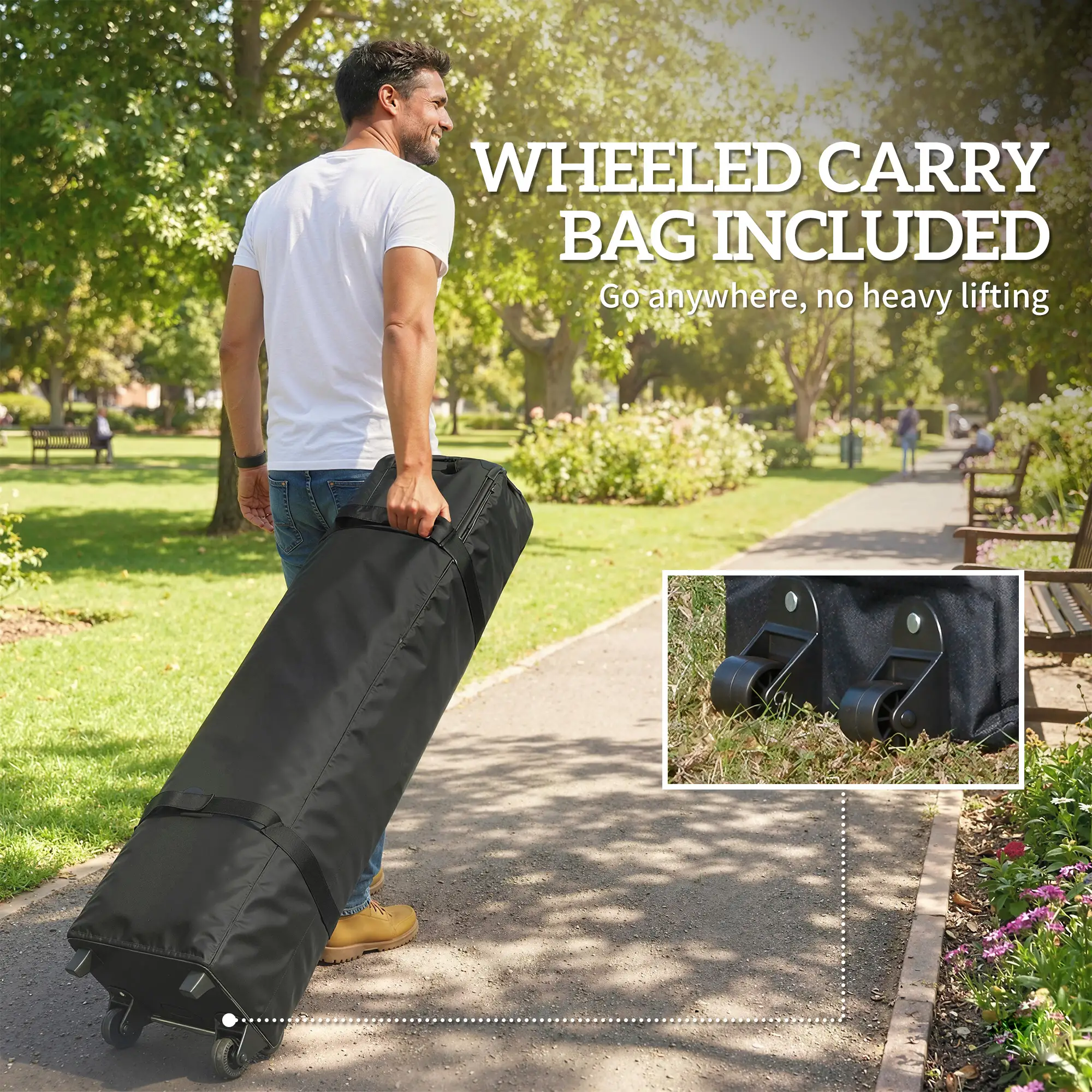9.6 x 9.6 ft Pop Up Canopy Tent, UPF 50+, Sandbags, Wheeled Bag - Image 10