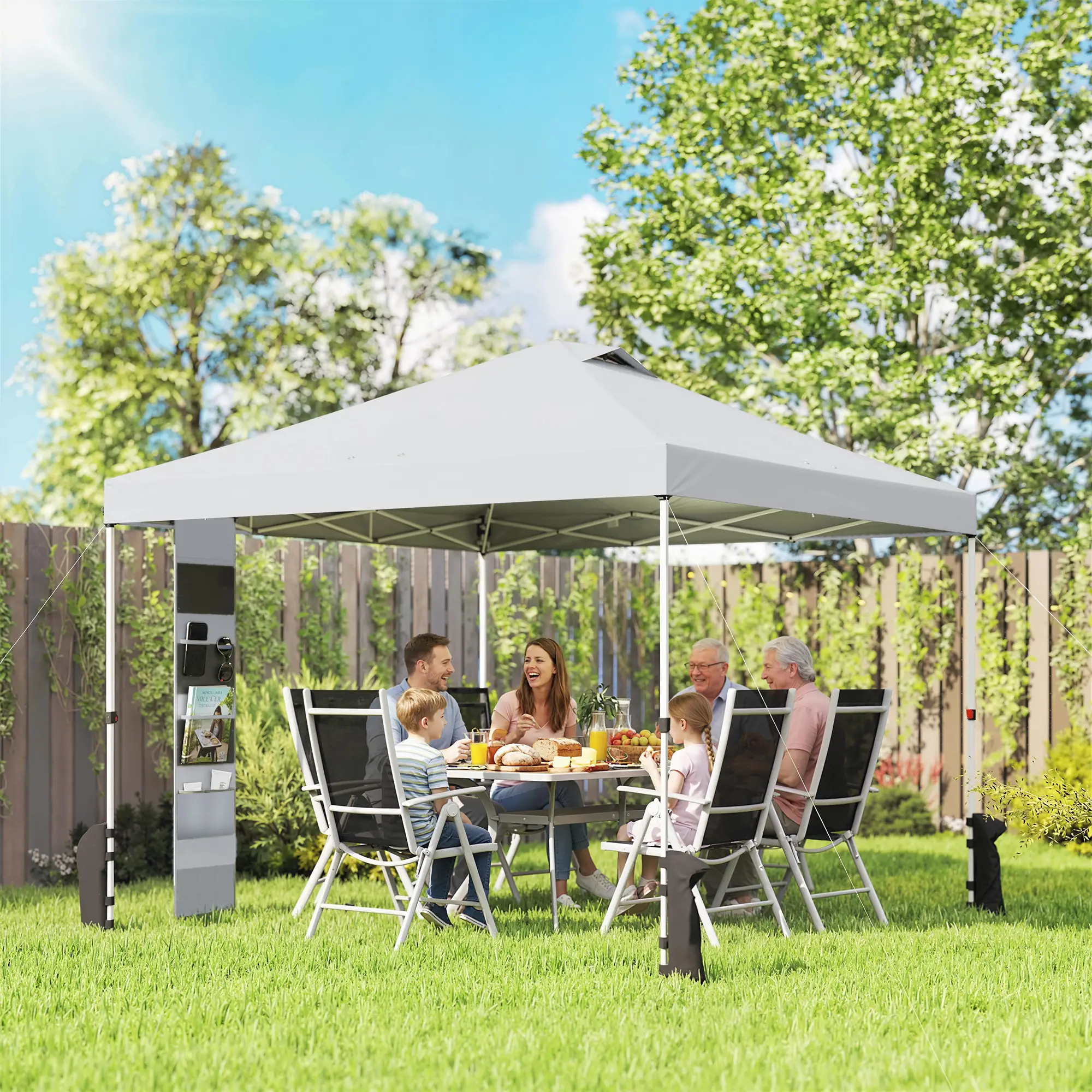 9.6 x 9.6 ft Pop Up Canopy Tent, UPF 50+, Sandbags, Wheeled Bag - Image 2
