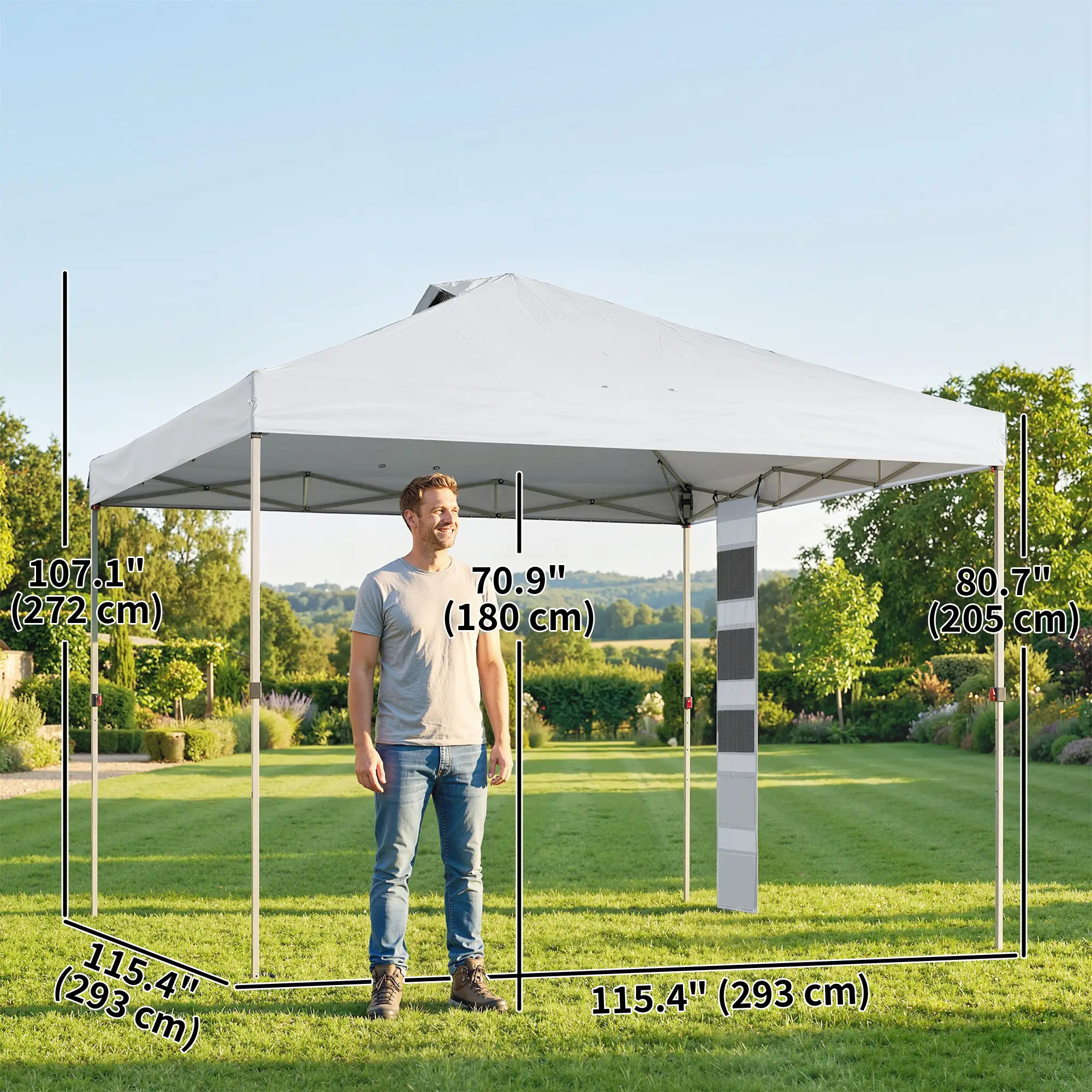 9.6 x 9.6 ft Pop Up Canopy Tent, UPF 50+, Sandbags, Wheeled Bag - Image 3