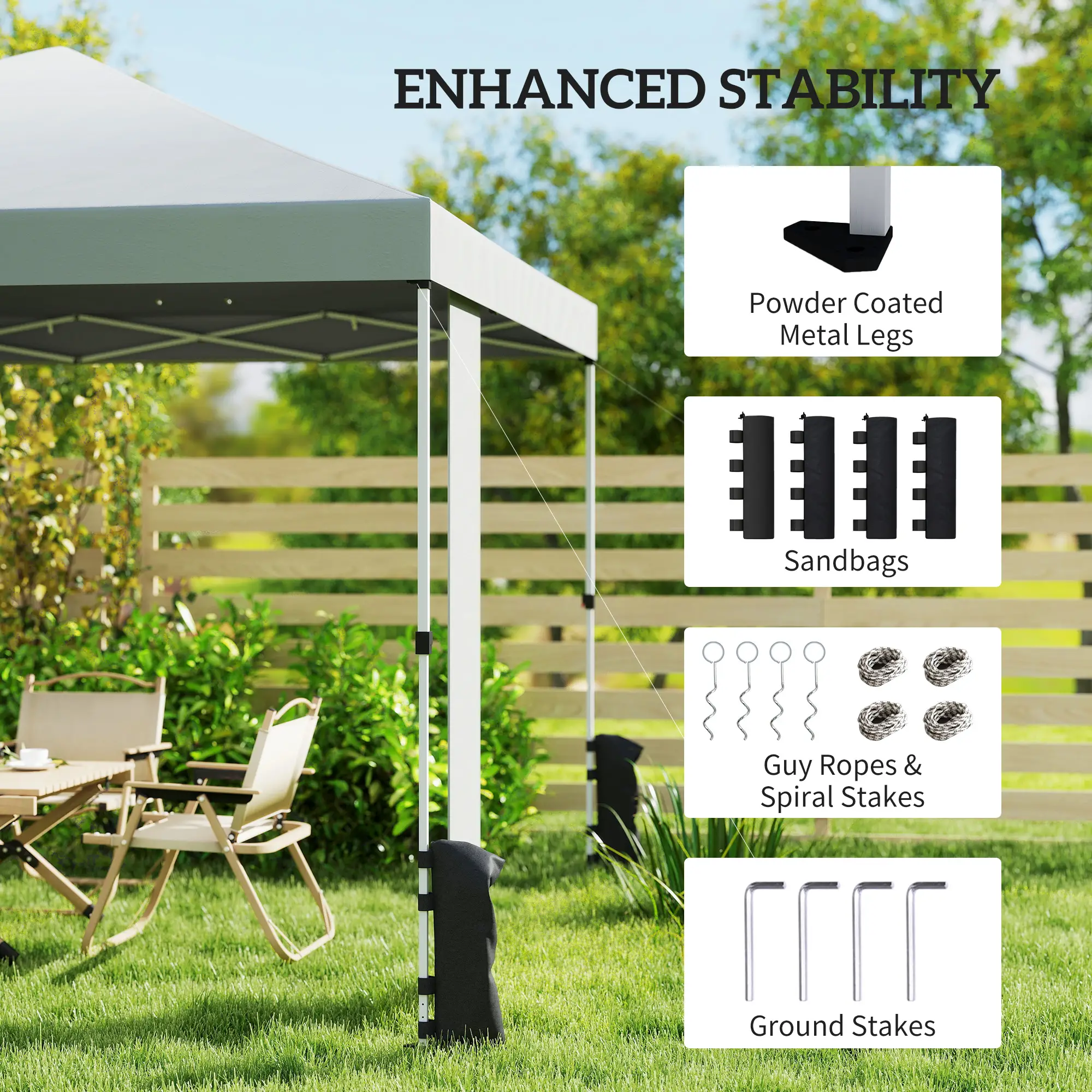 9.6 x 9.6 ft Pop Up Canopy Tent, UPF 50+, With Pockets, Sandbags, Wheeled Bag - Image 7