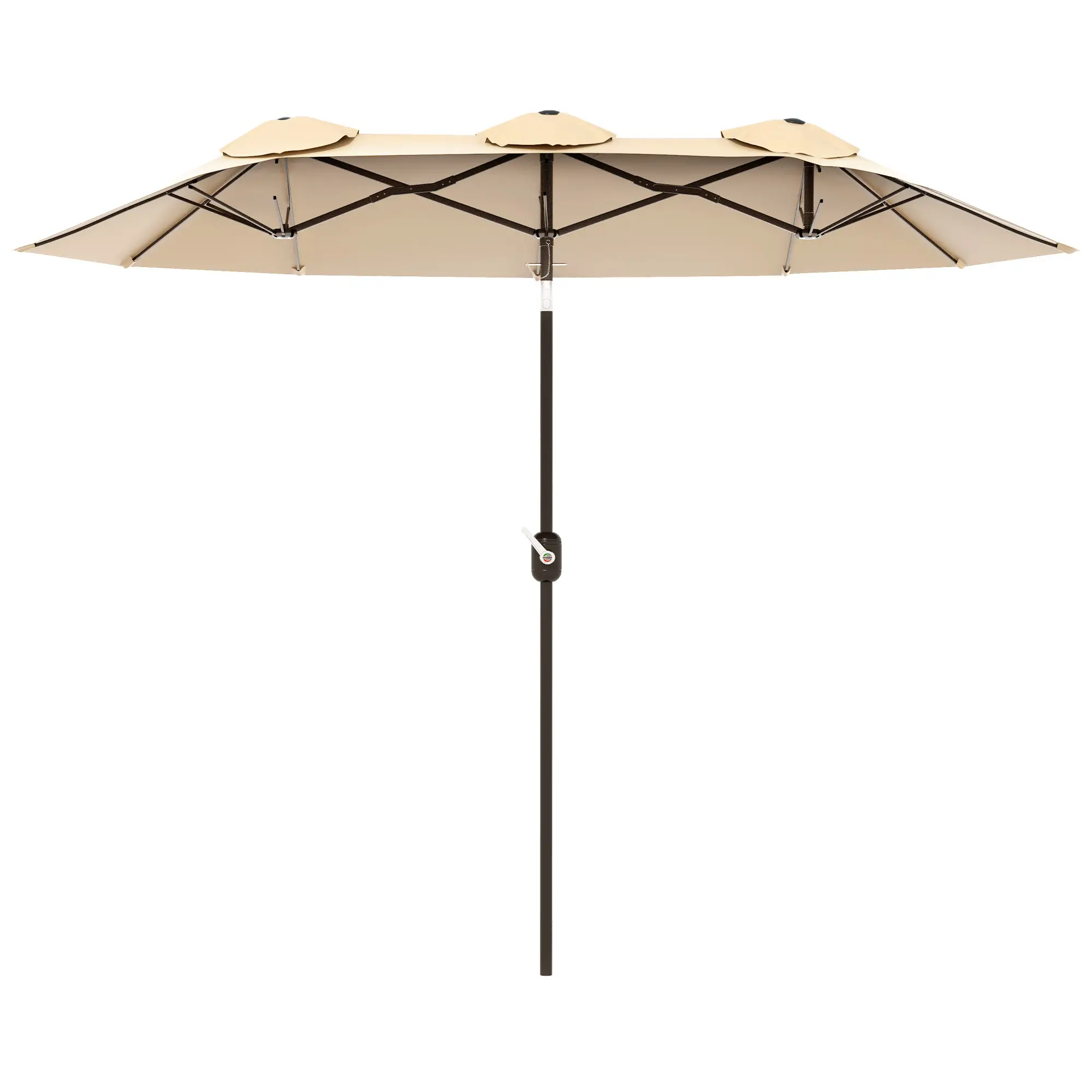 9.7' Double-Sided Patio Umbrella, Tilt Crank Vents, Brown - Image 11