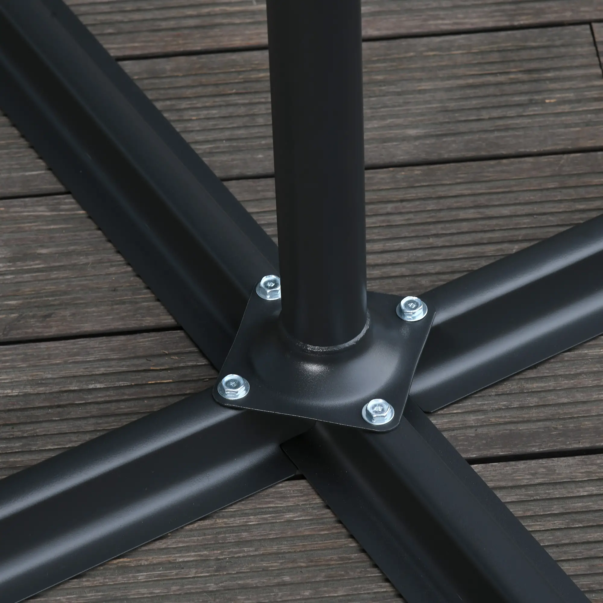 9.7ft Offset Patio Umbrella, 8 Ribs, Crank Handle, Black - Image 7