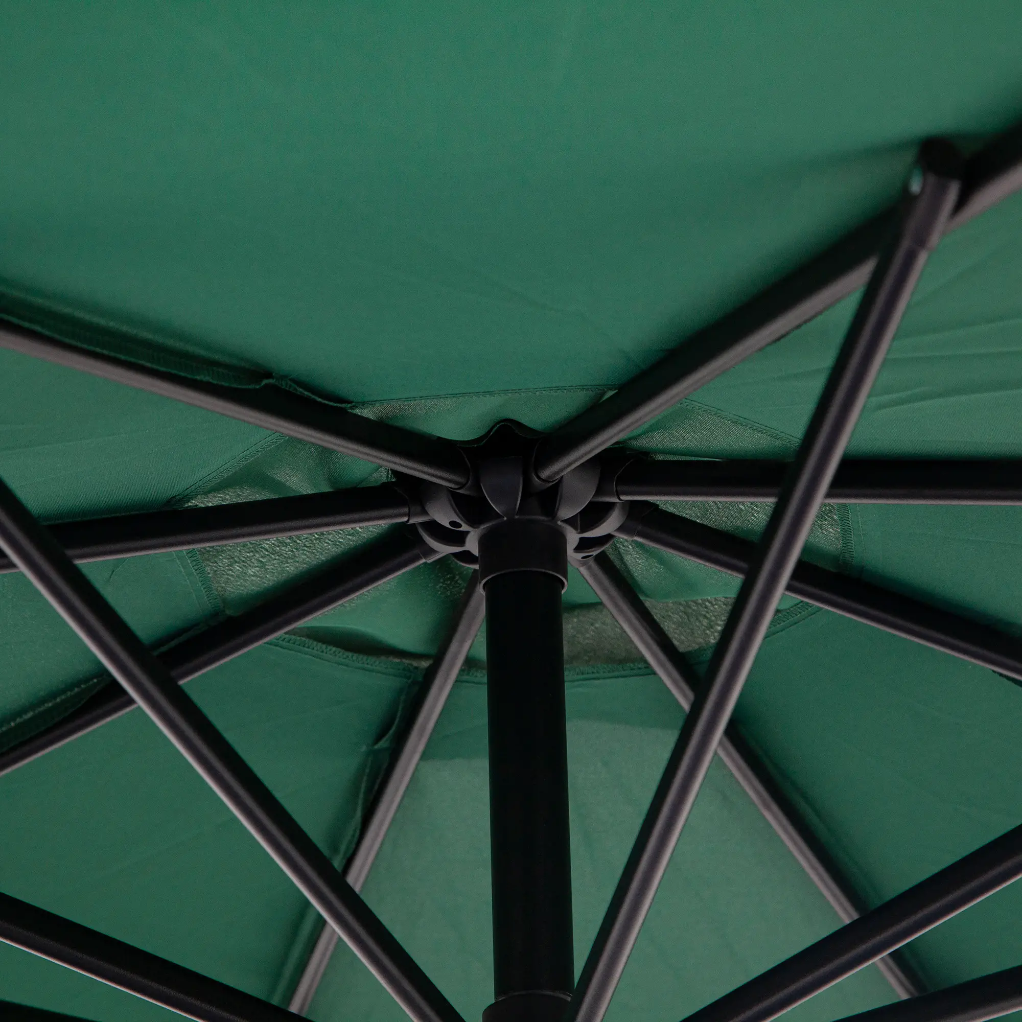 9.7ft Offset Patio Umbrella, 8 Ribs, Crank Handle, Cross Base, Green - Image 9