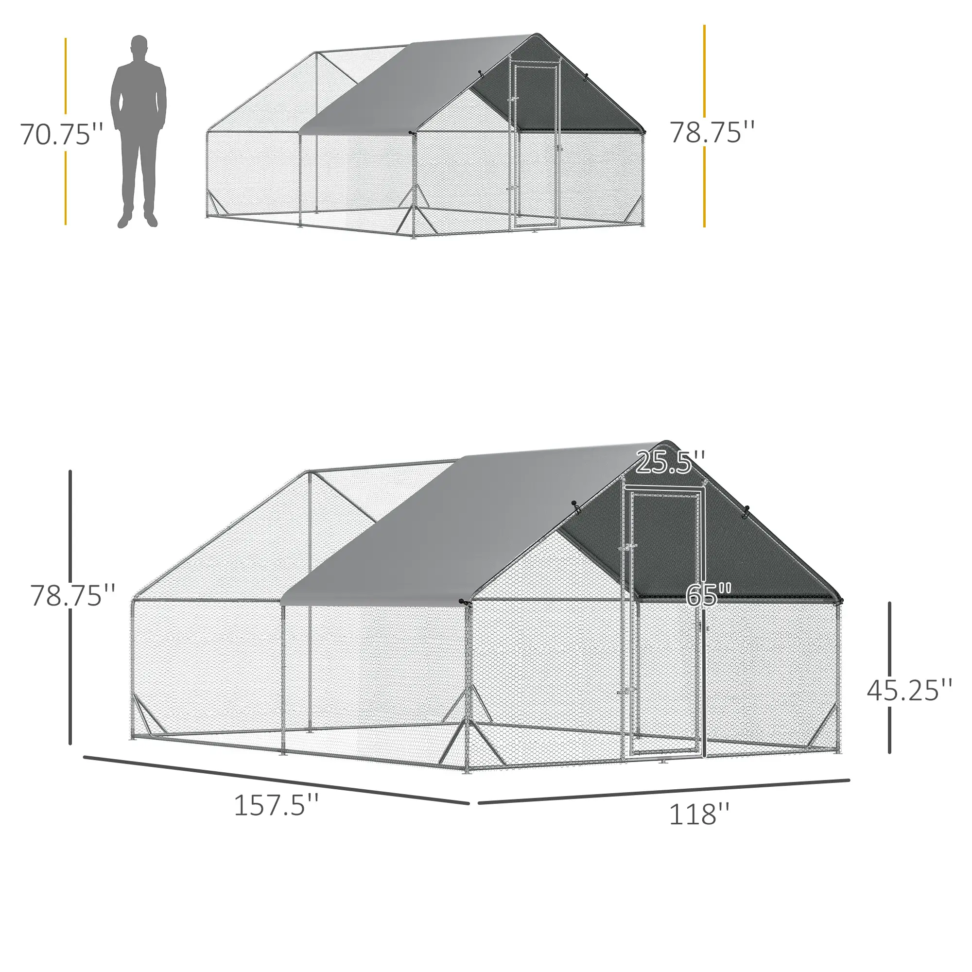 9.8' x 13.1' x 6.6' Chicken Coop, Outdoor Hen House, Cover, Lockable Door - Image 3