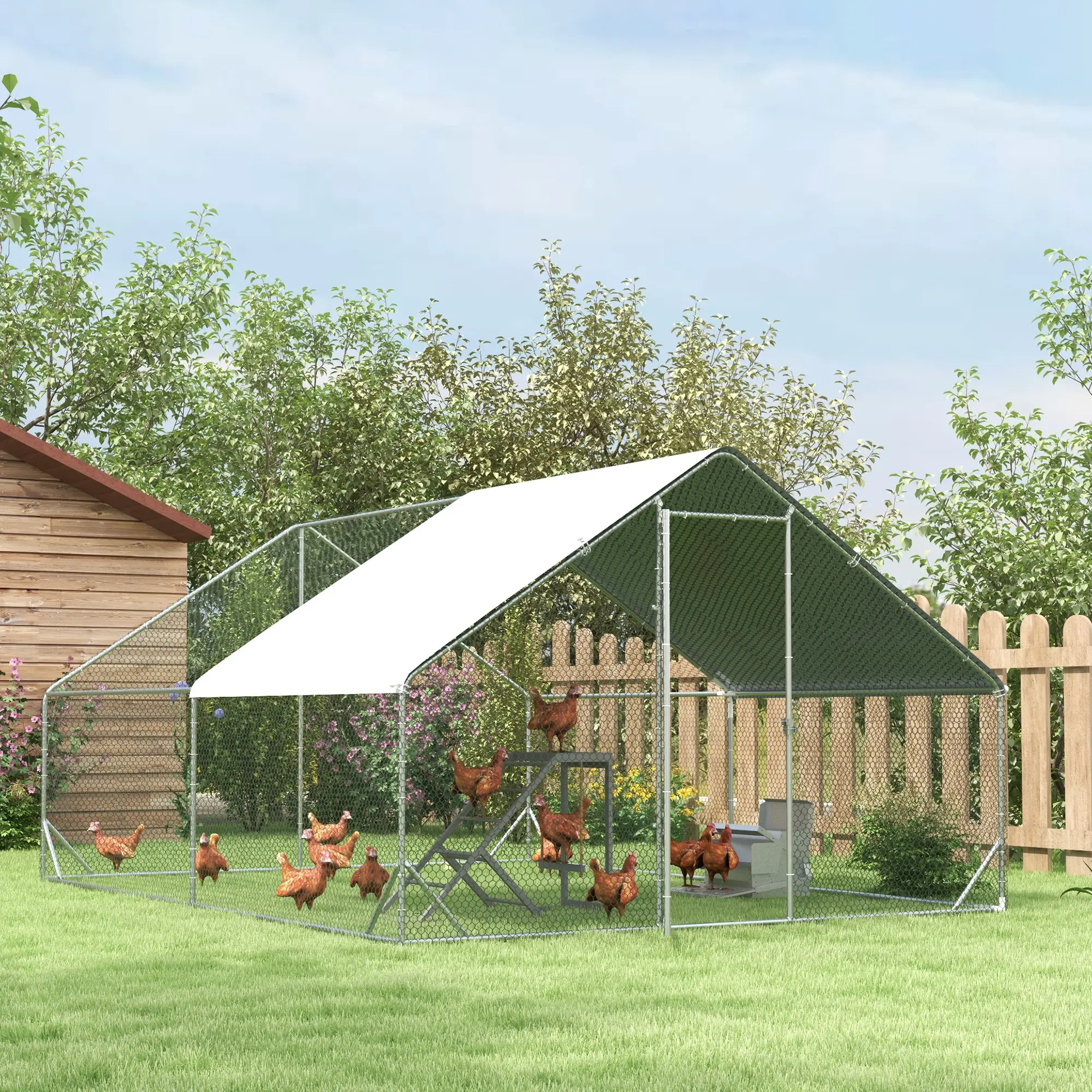 9.8' x 13.1' x 6.6' Chicken Coop, Outdoor Hen House, Cover, Lockable Door - Image 8
