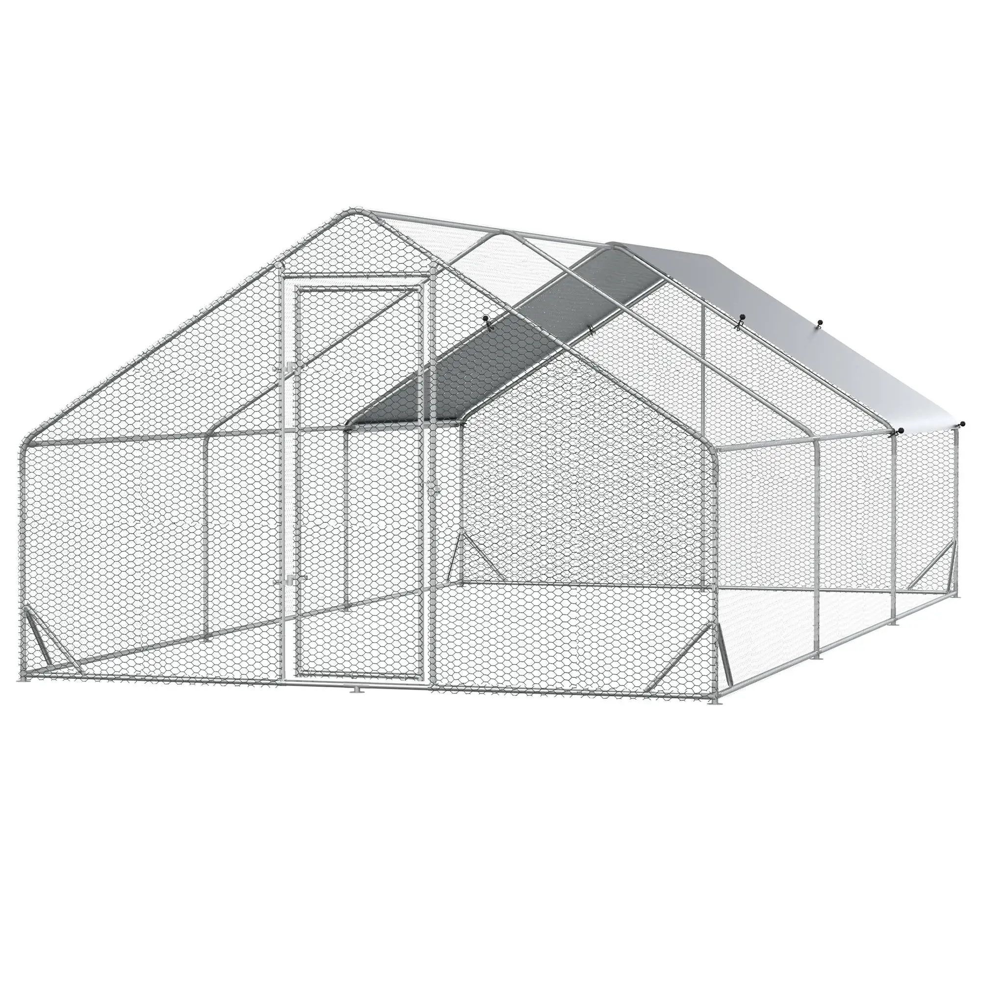 9.8' x 19.7' x 6.6' Chicken Coop, Outdoor Hen House With Cover - Image 11