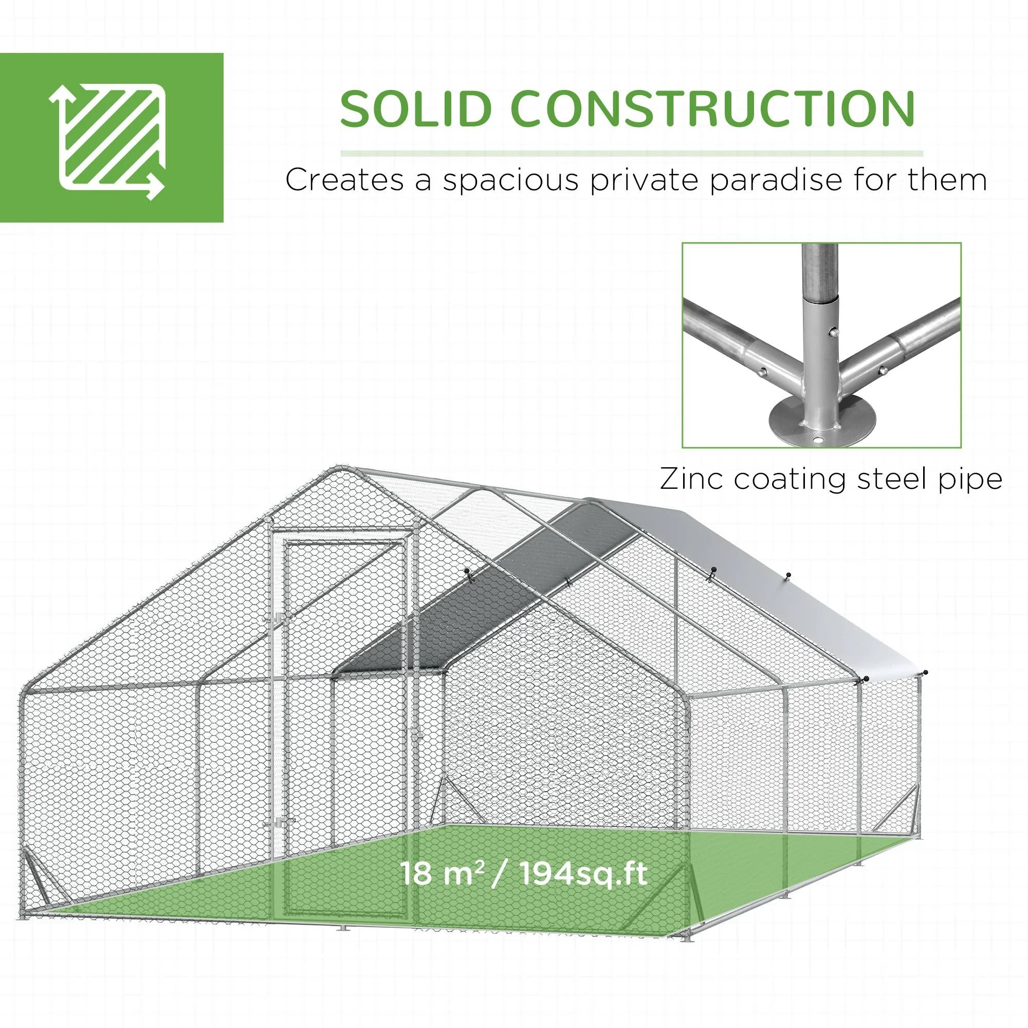 9.8' x 19.7' x 6.6' Chicken Coop, Outdoor Hen House With Cover - Image 6