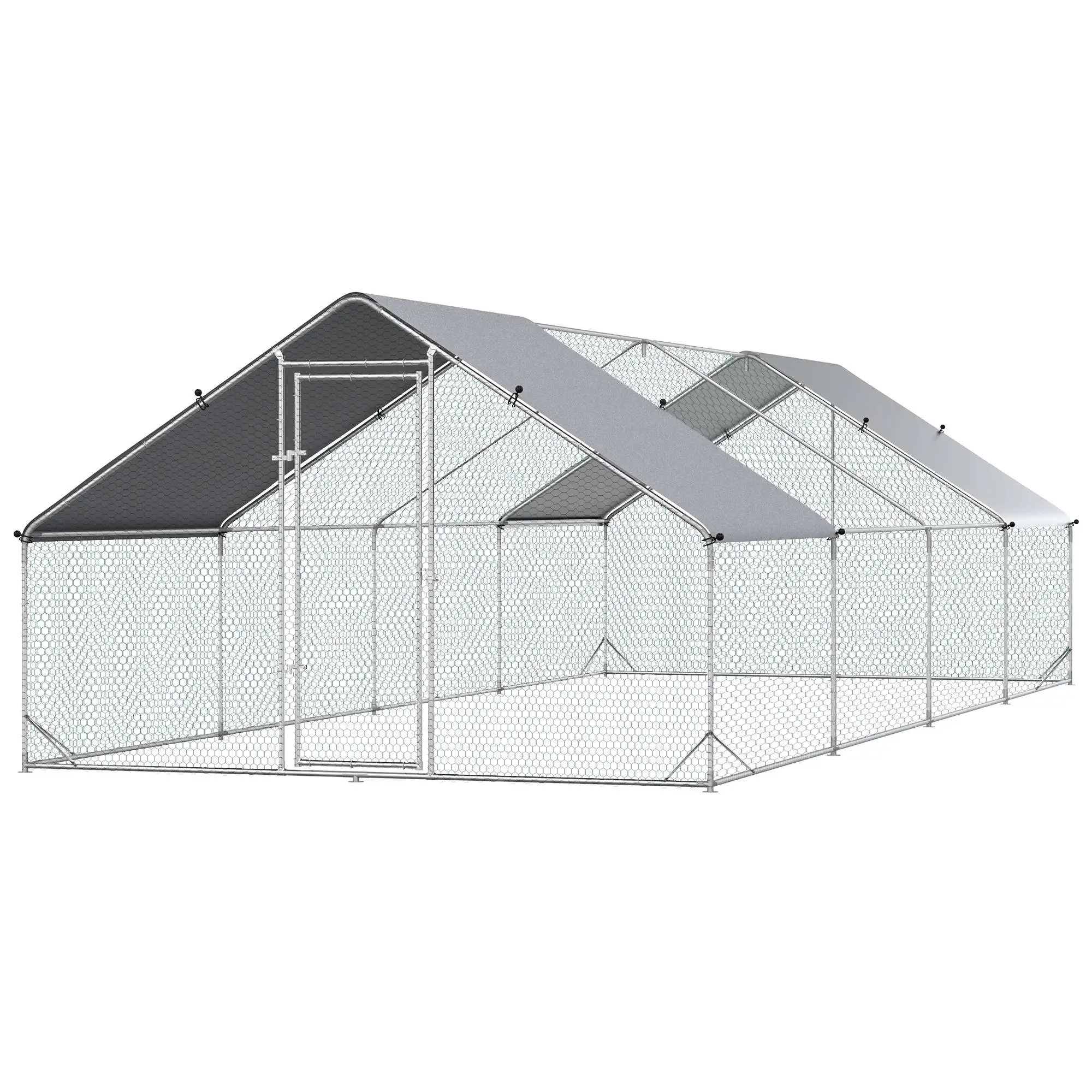 9.8' x 26.2' x 6.6' Chicken Coop, Outdoor Hen House With Cover, Lockable Door - Image 11