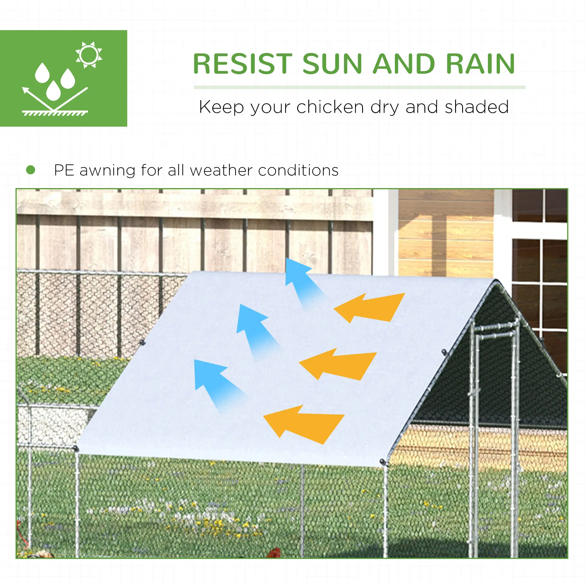 9.8' x 26.2' x 6.6' Chicken Coop, Outdoor Hen House With Cover, Lockable Door - Image 4