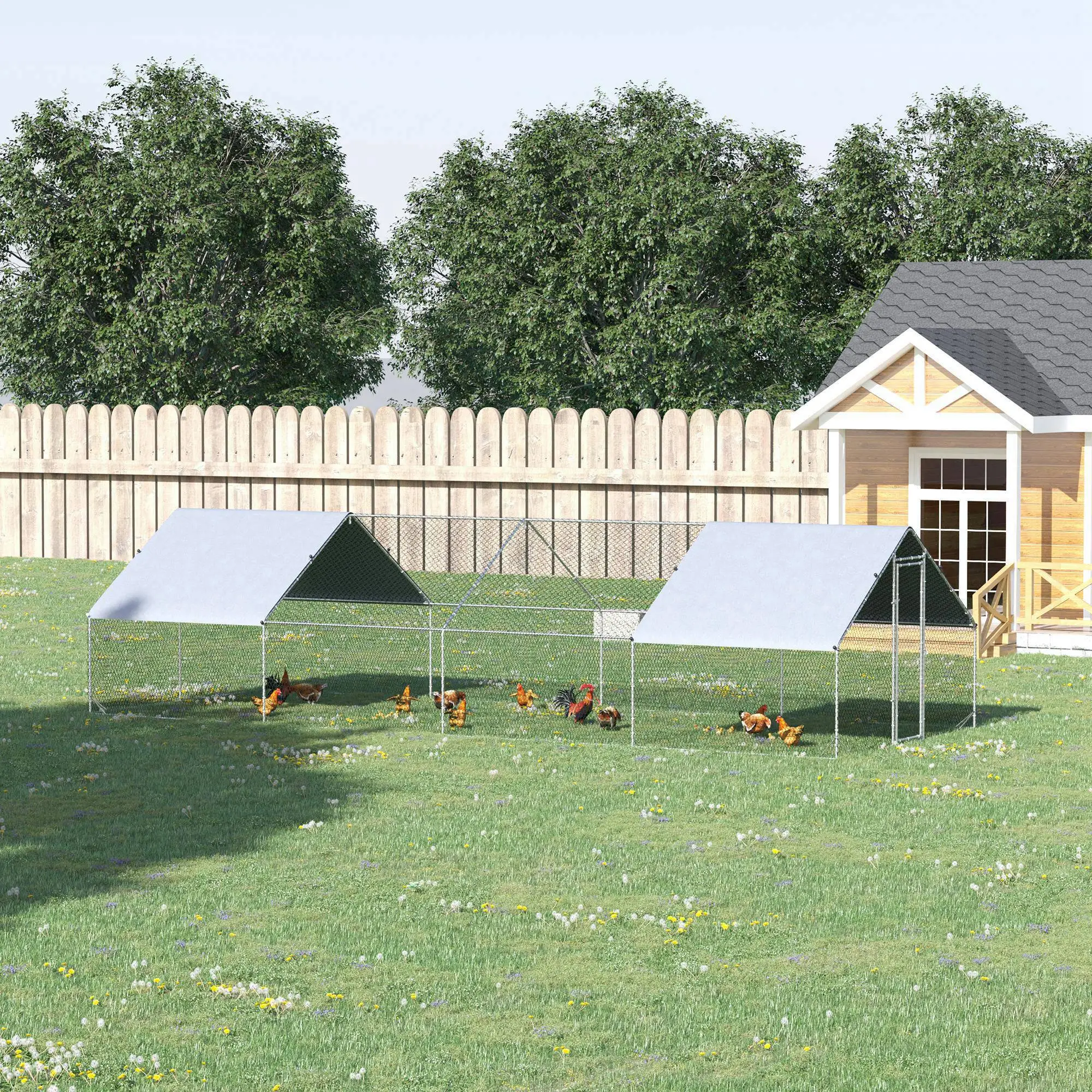 9.8' x 26.2' x 6.6' Chicken Coop, Outdoor Hen House With Cover, Lockable Door - Image 8