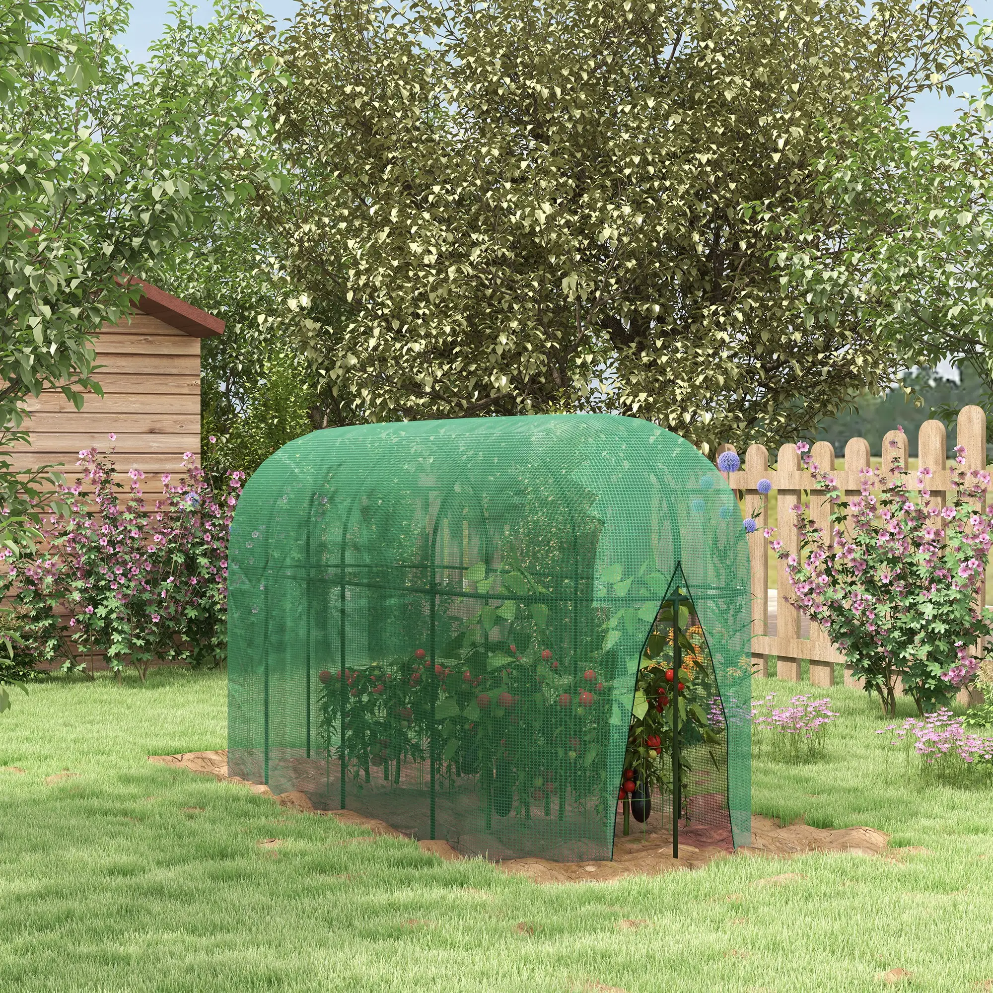 9.8' x 3.3' Plant Protector Tent, Crop Cage, Zipped Door, Ground Stakes - Image 2