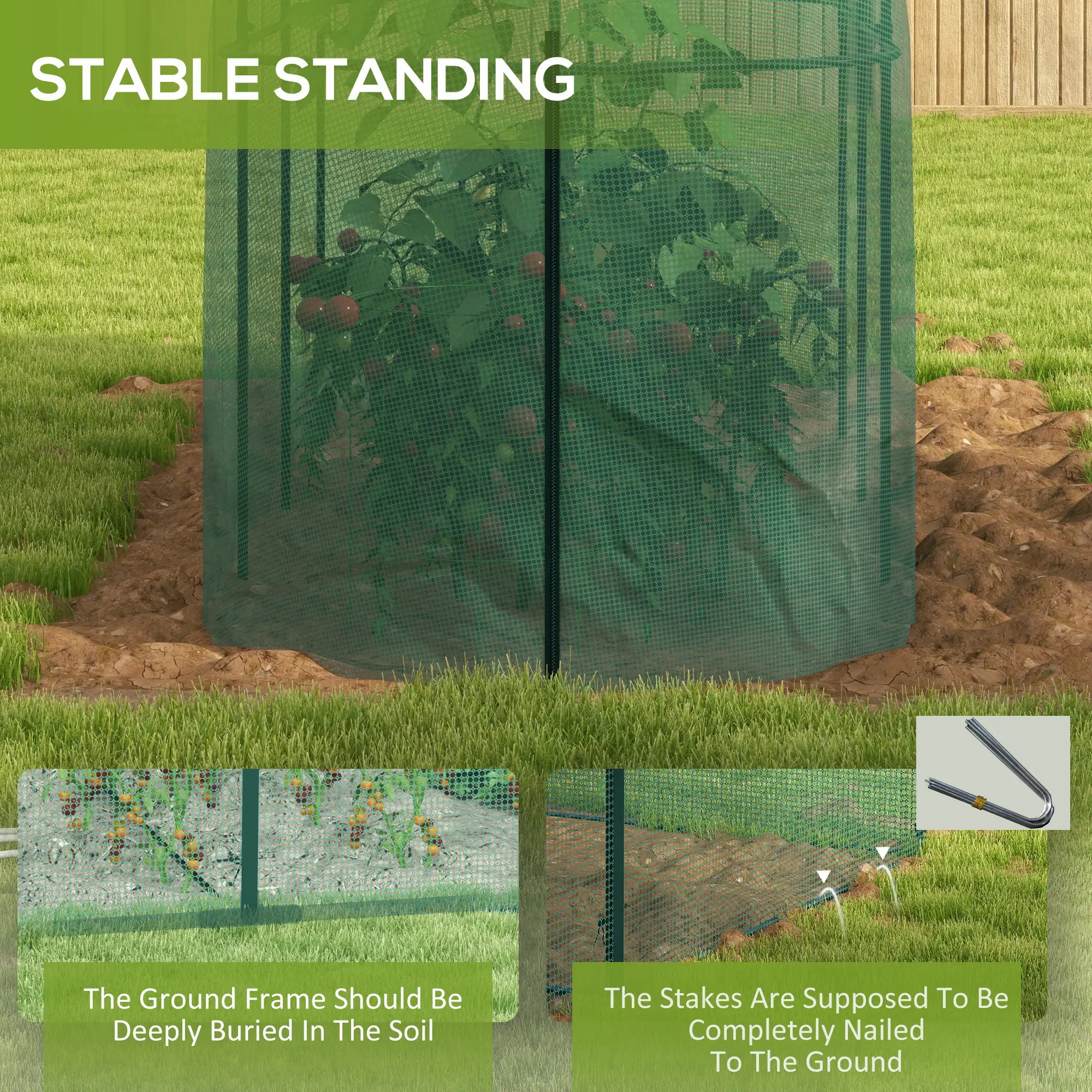 9.8' x 3.3' Plant Protector Tent, Crop Cage, Zipped Door, Ground Stakes - Image 6