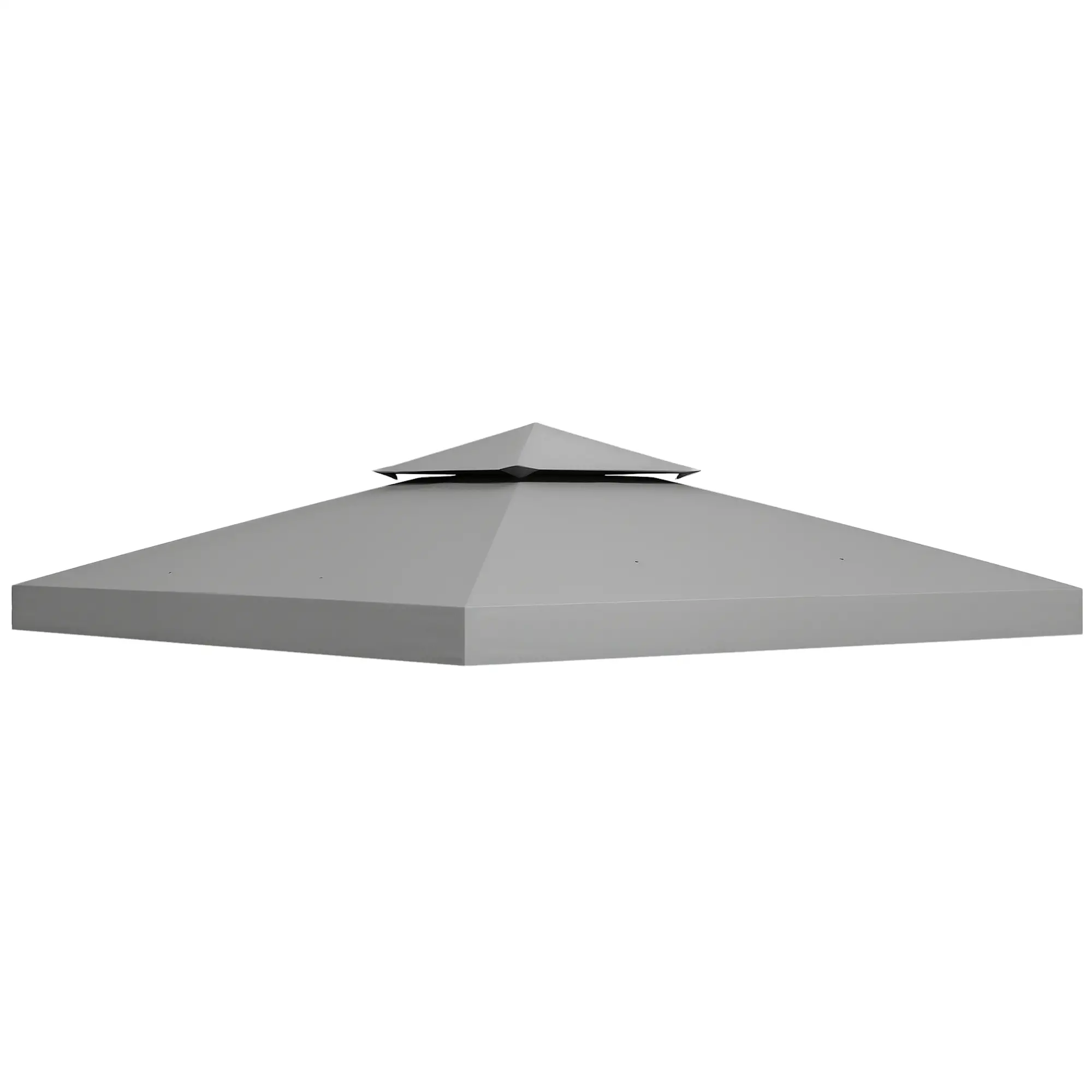 9.8' x 9.8' Square 2-Tier Gazebo Canopy Cover, Light Grey