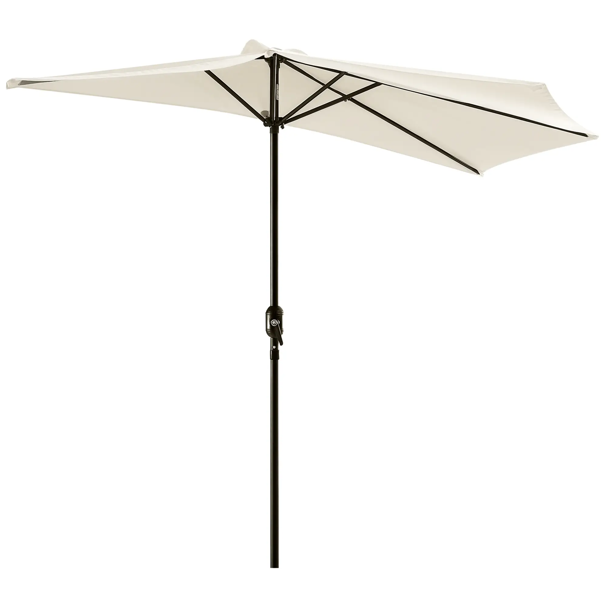 9.8ft Half Umbrella, Semi Round Patio Parasol, Crank Handle, Top Vent, Cream - Image 11