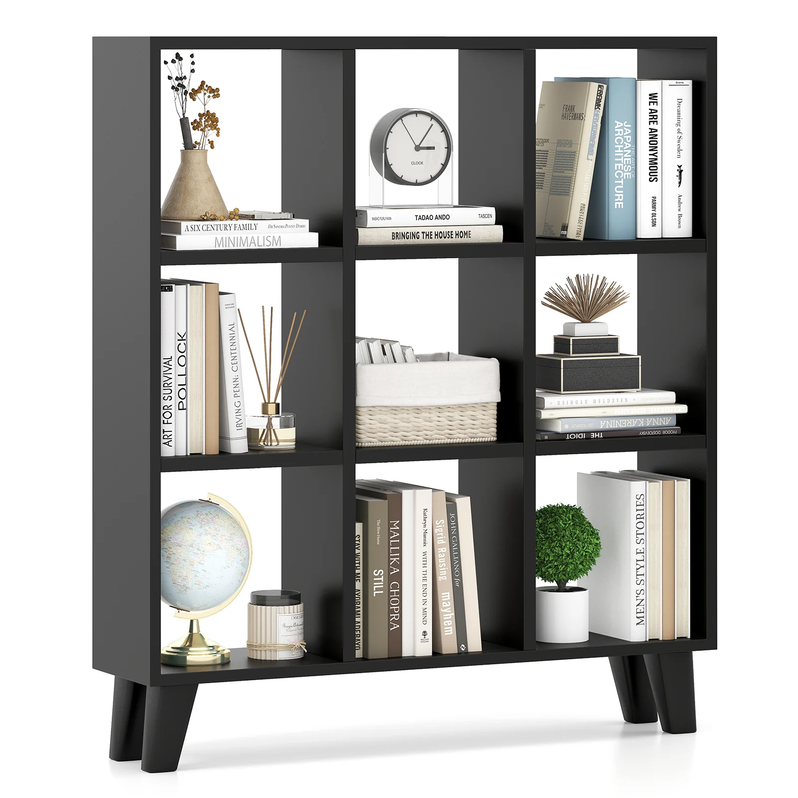 9-Cube Bookcase, 6 Removable Shelves, Black - Image 5