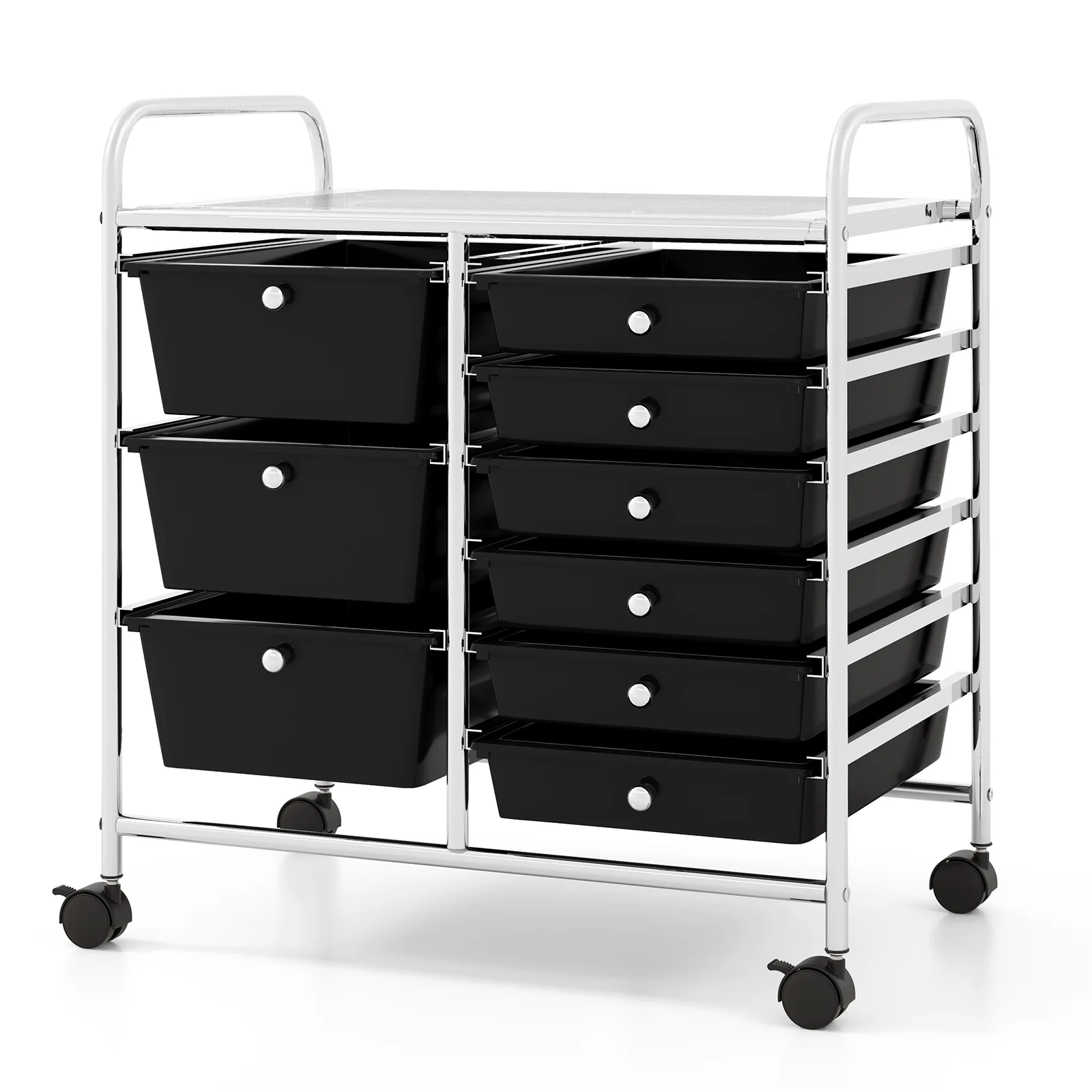 9-Drawer Rolling Storage Cart, Black