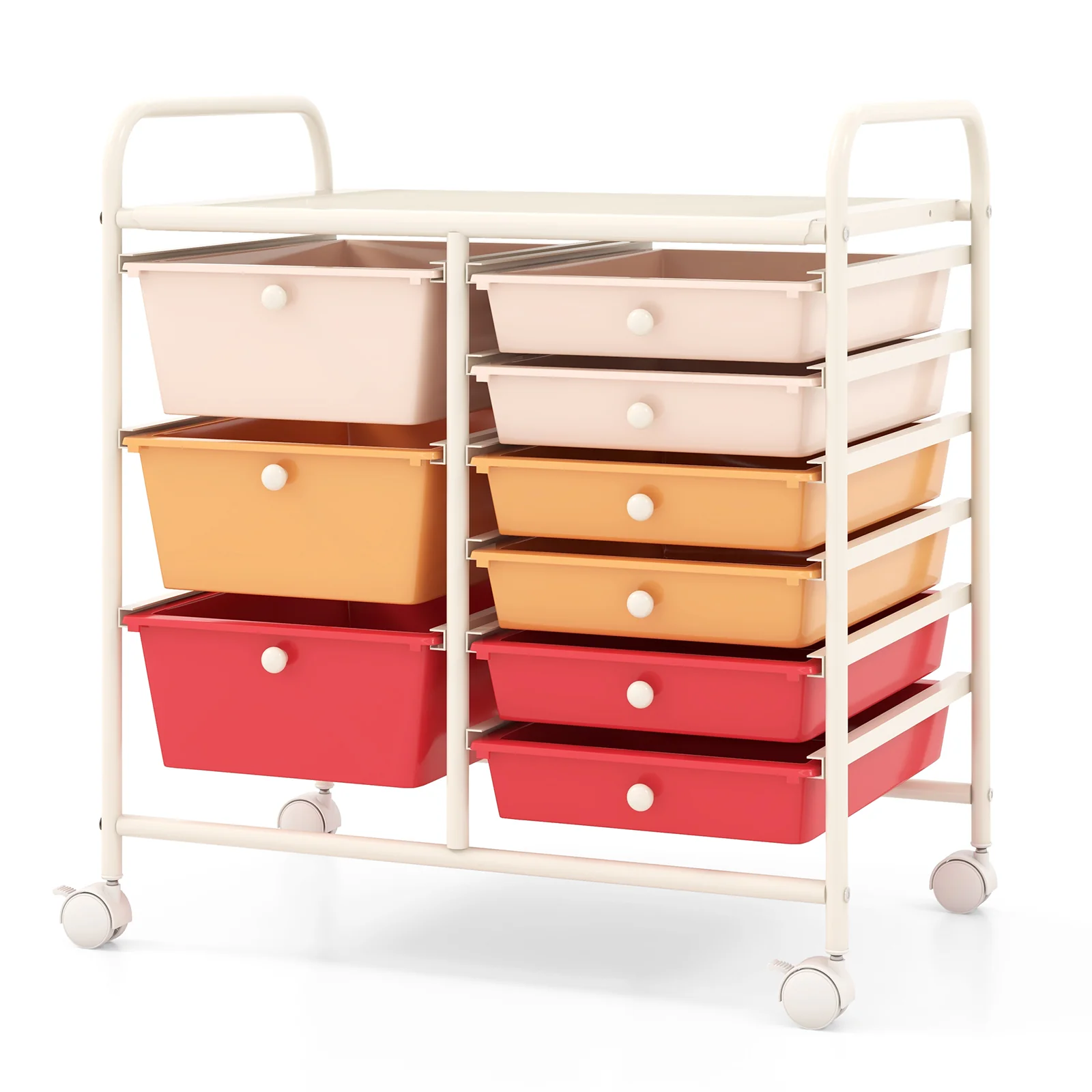 9-Drawer Rolling Storage Cart, Metal Frame, Macaron - Image 4